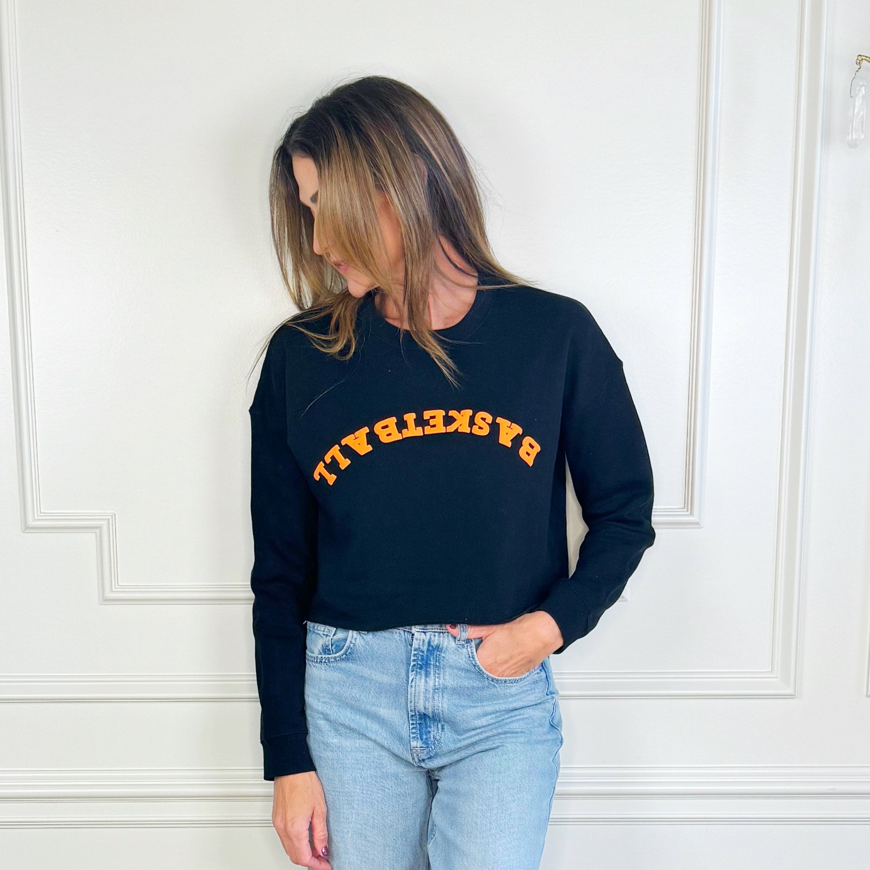 Upside Down Puff Basketball Cropped Sweatshirt