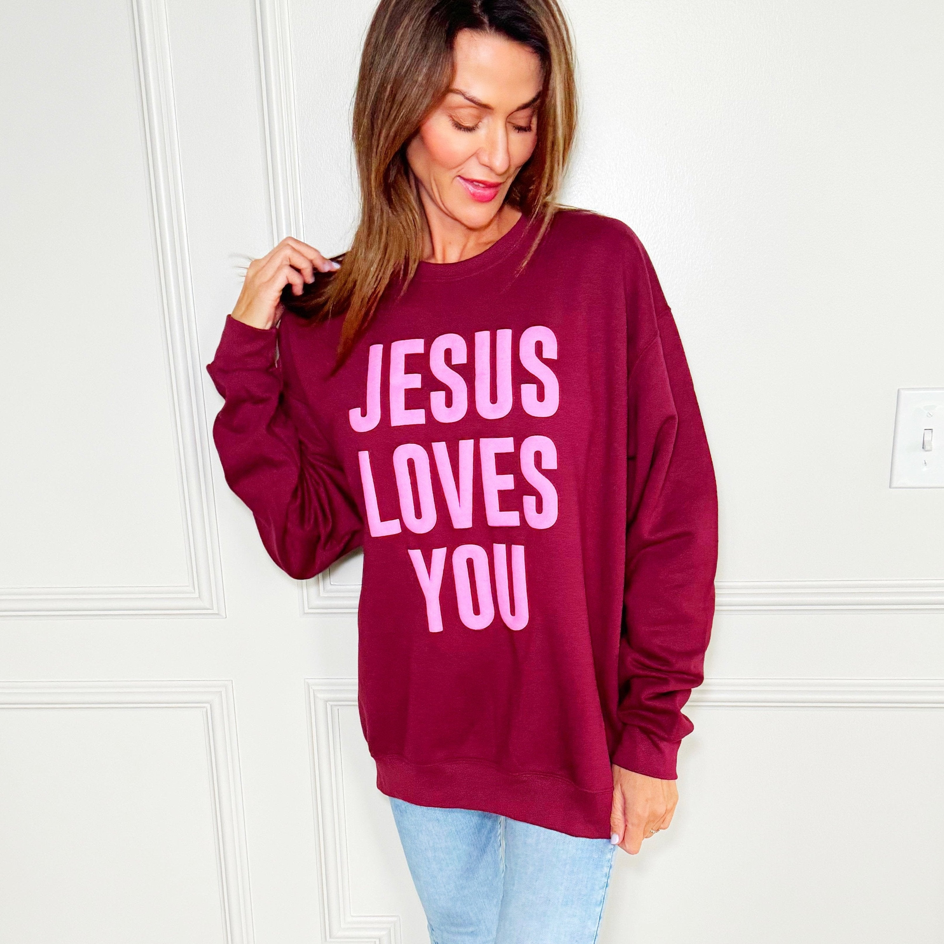 Puff Jesus Loves You Youth & Adult Sweatshirt