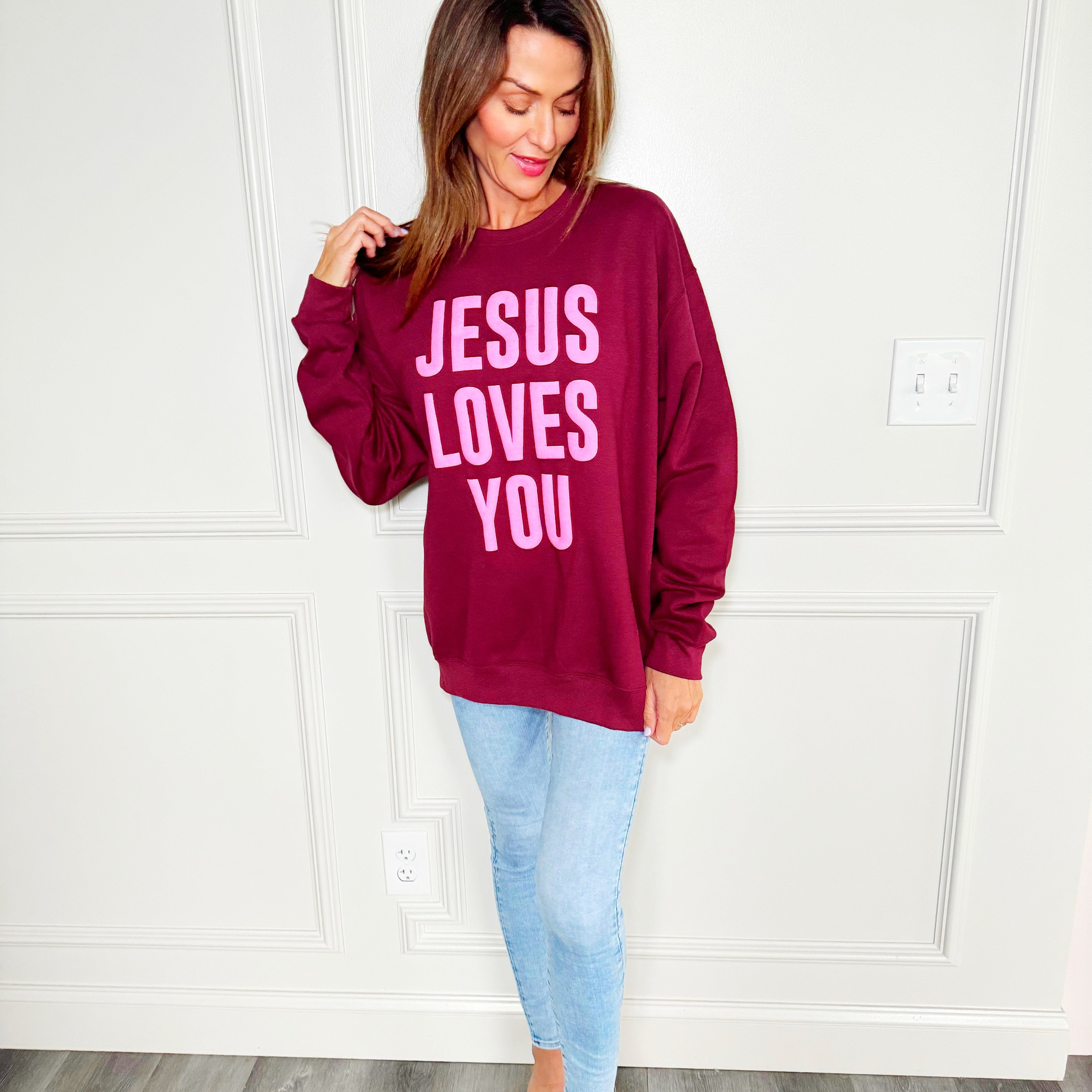 Puff Jesus Loves You Youth & Adult Sweatshirt