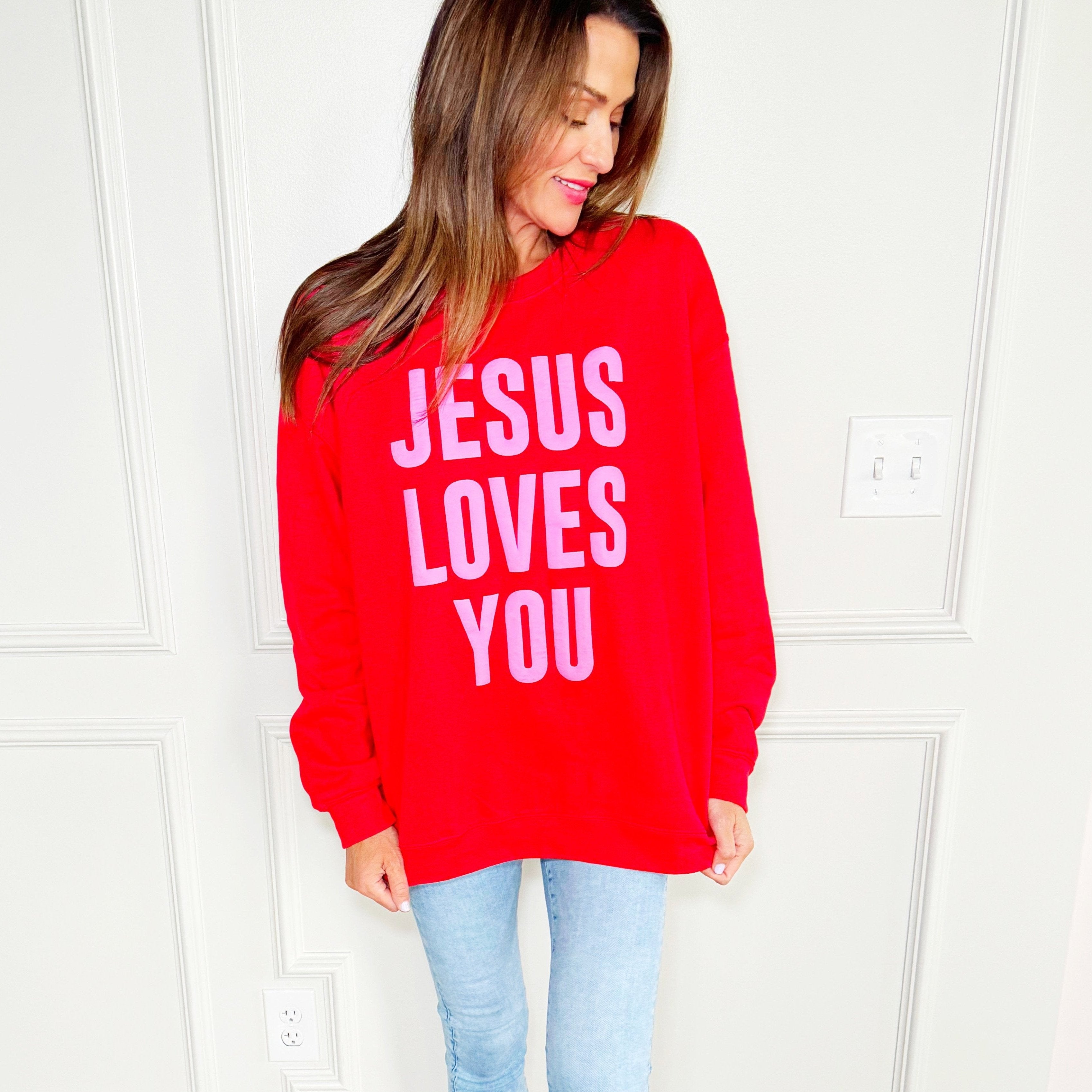 Puff Jesus Loves You Youth & Adult Sweatshirt