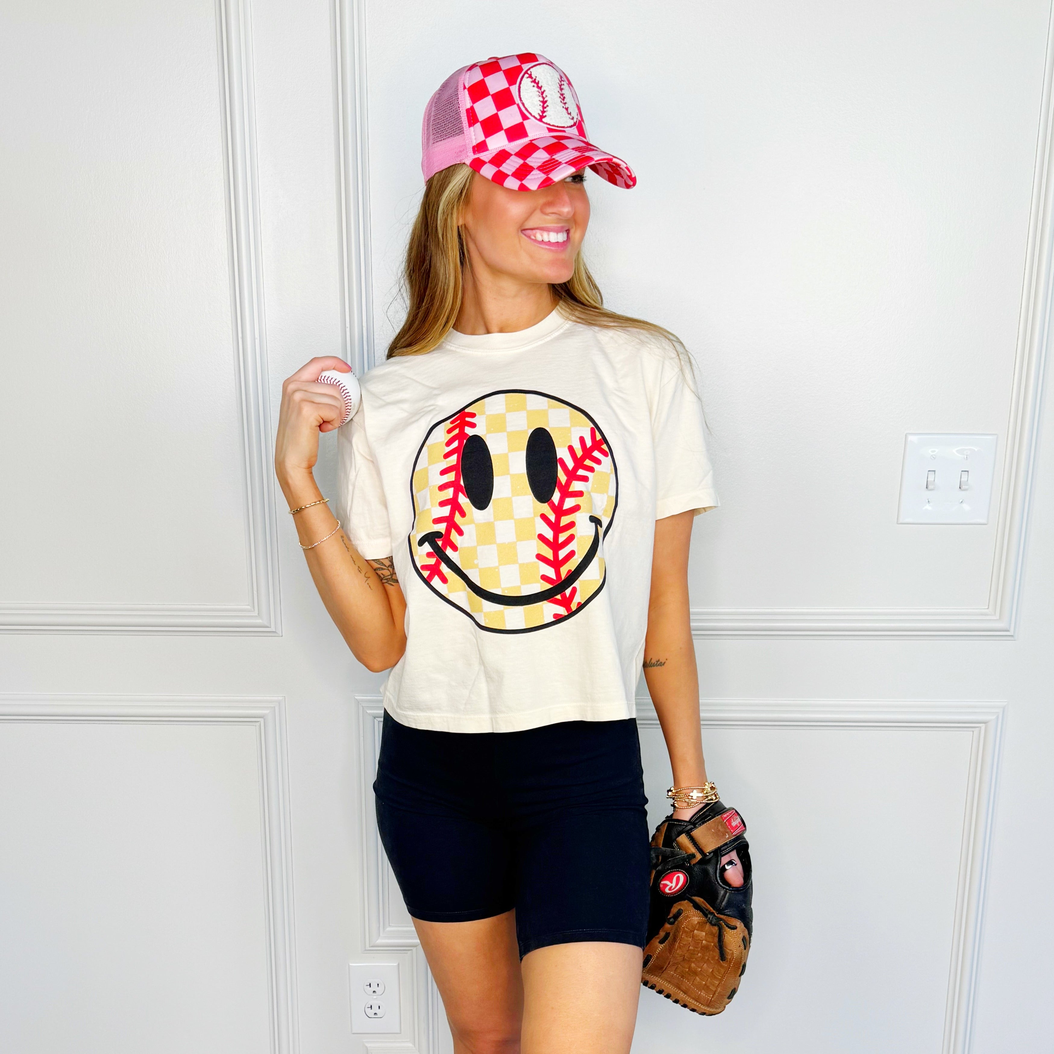 Baseball Smiley Cropped Tee