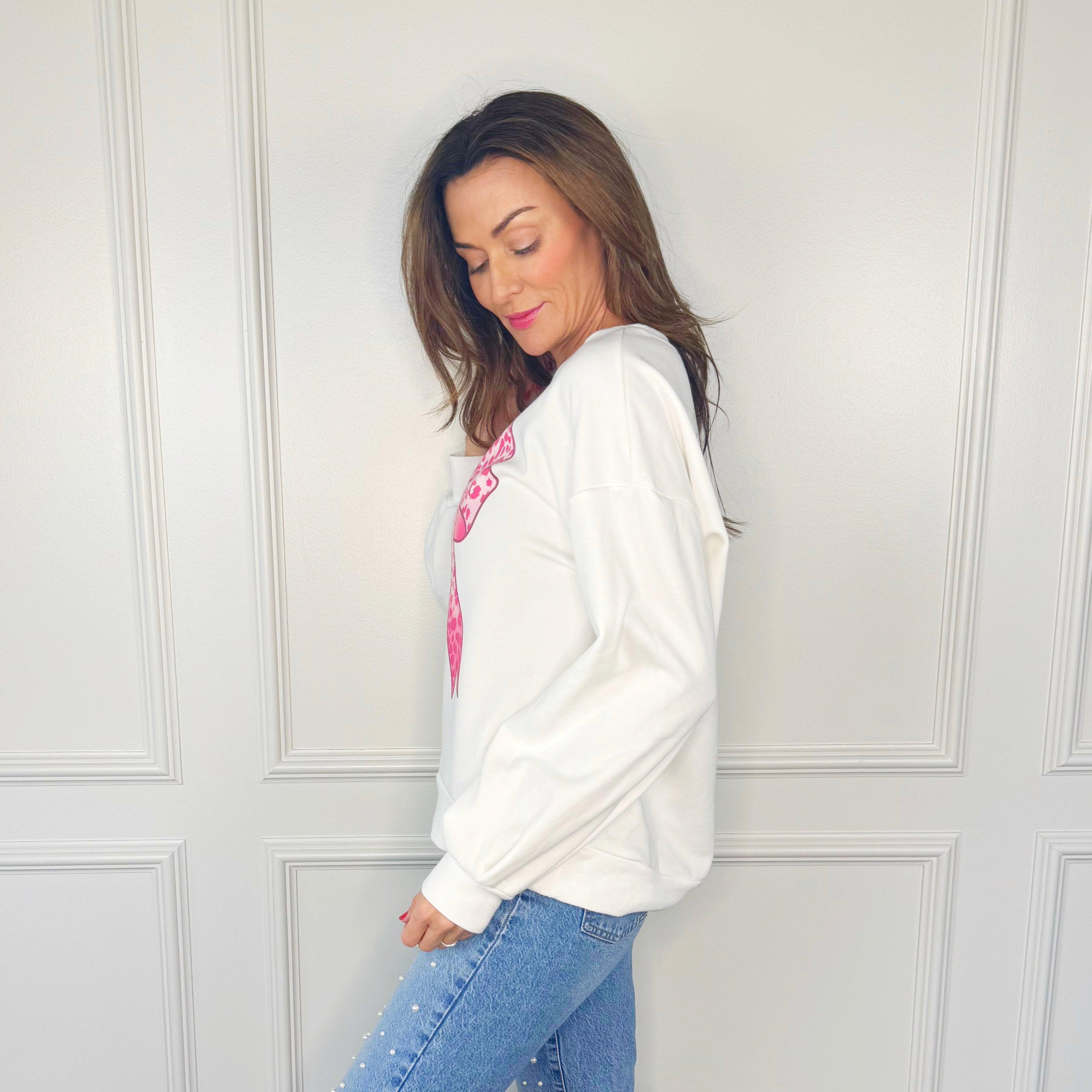 Fuchsia Leopard Bow Youth & Adult Sweatshirt