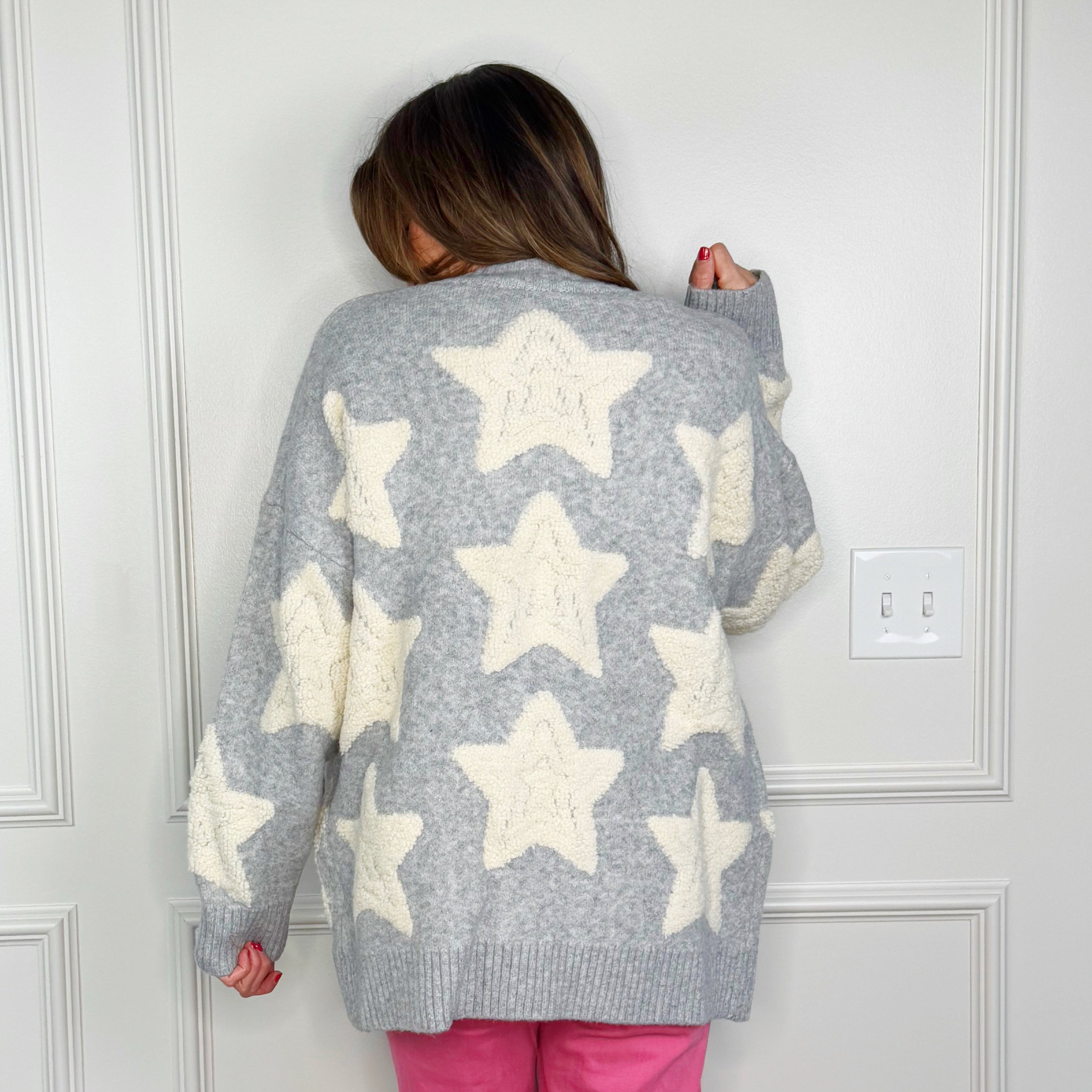 Oversized Star Grey Cardigan