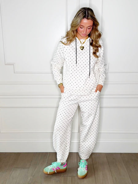 Blue Butter Polka Dot Sweatsuit Set - Hoodie & Sweatpants | Poppy
