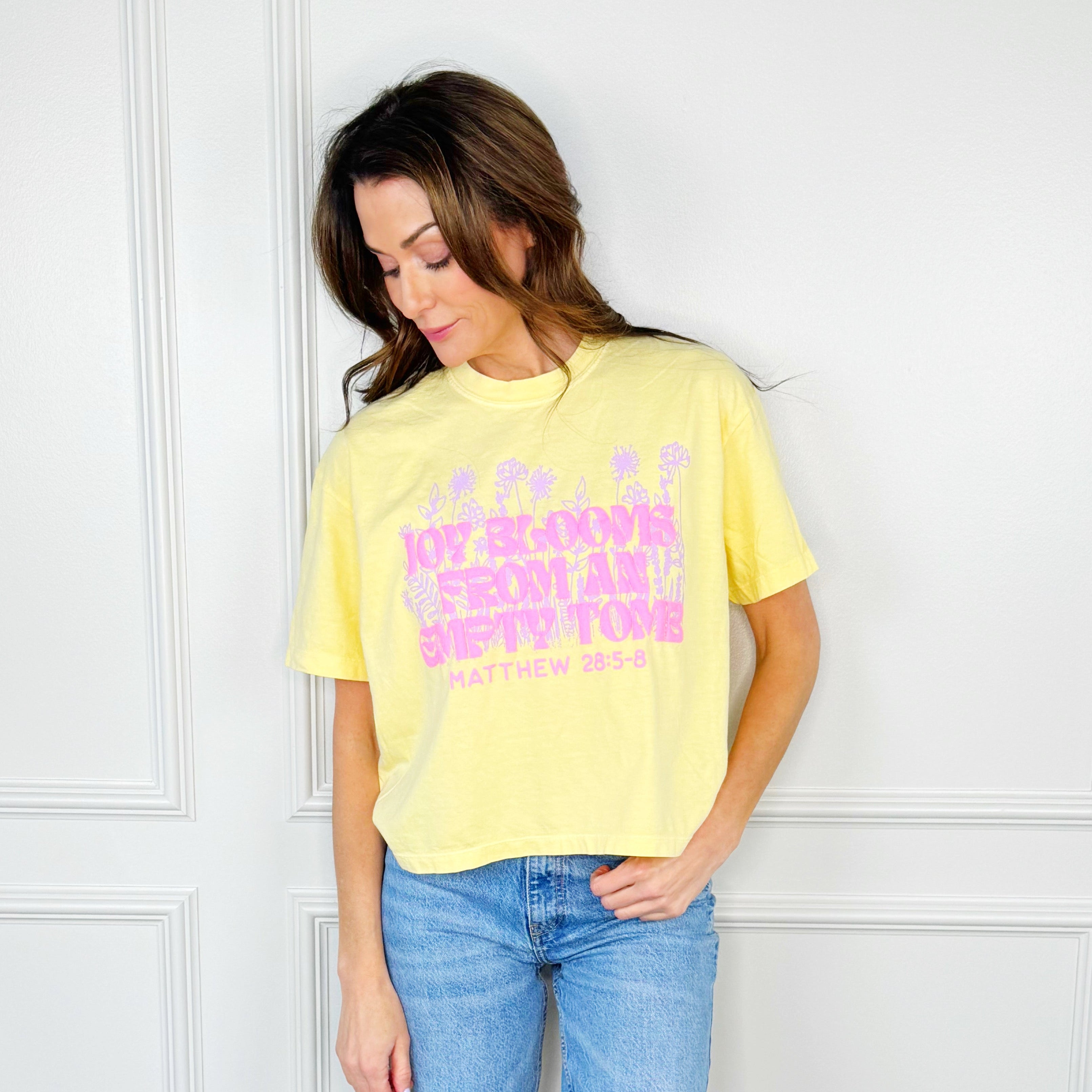 Joy Blooms From An Empty Tomb Crop Tee