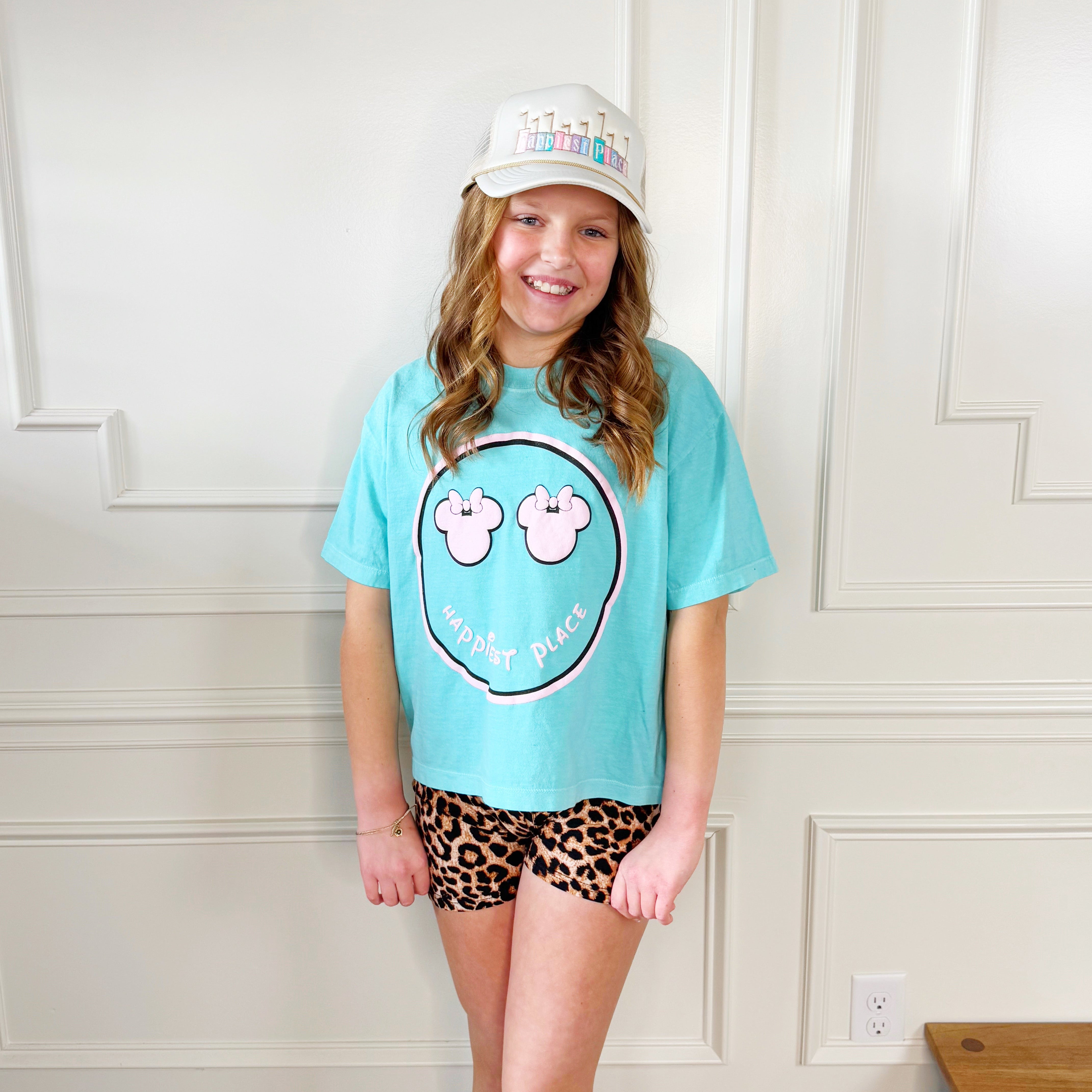 Puff Happiest Place Girl Smiley Cropped Tee