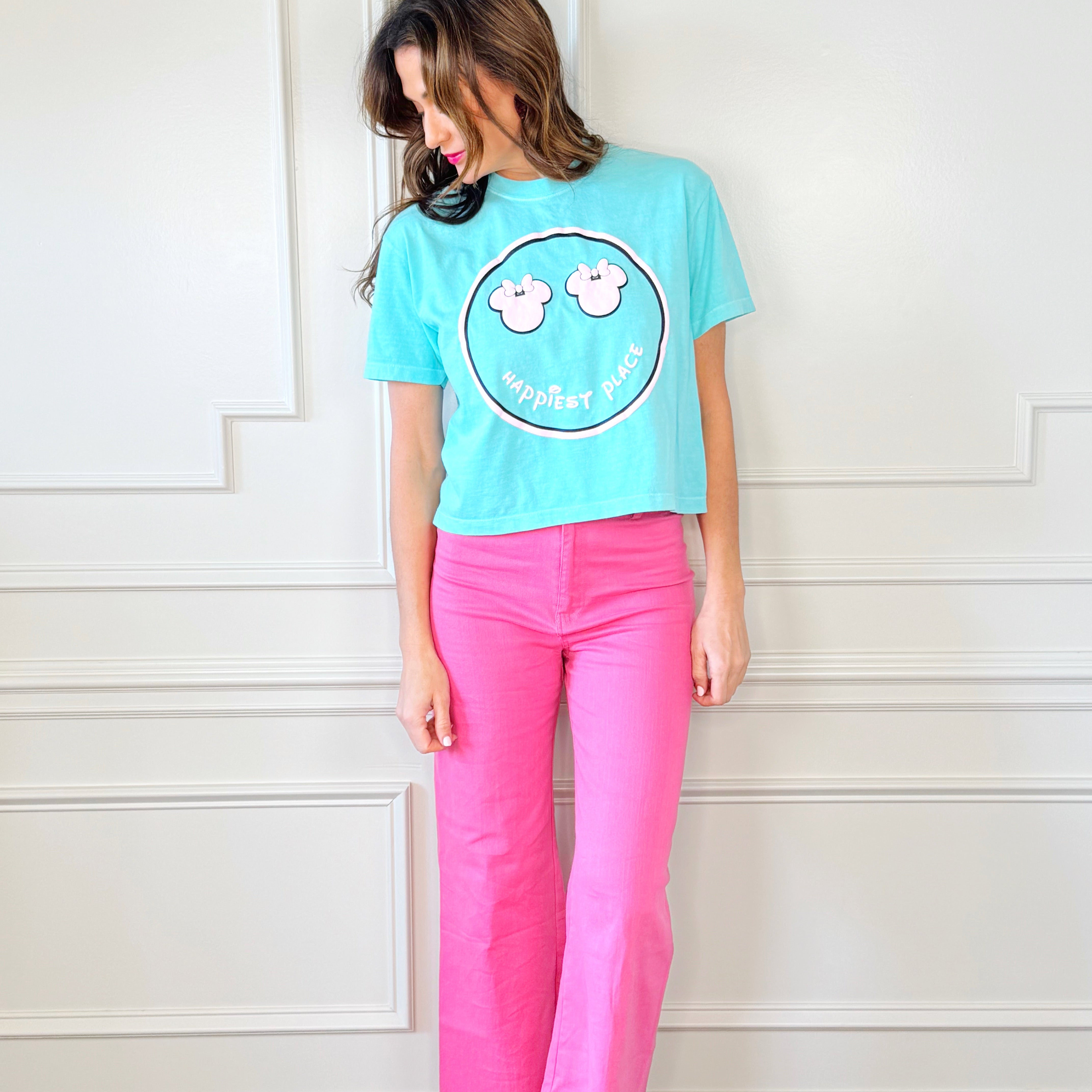 Puff Happiest Place Girl Smiley Cropped Tee