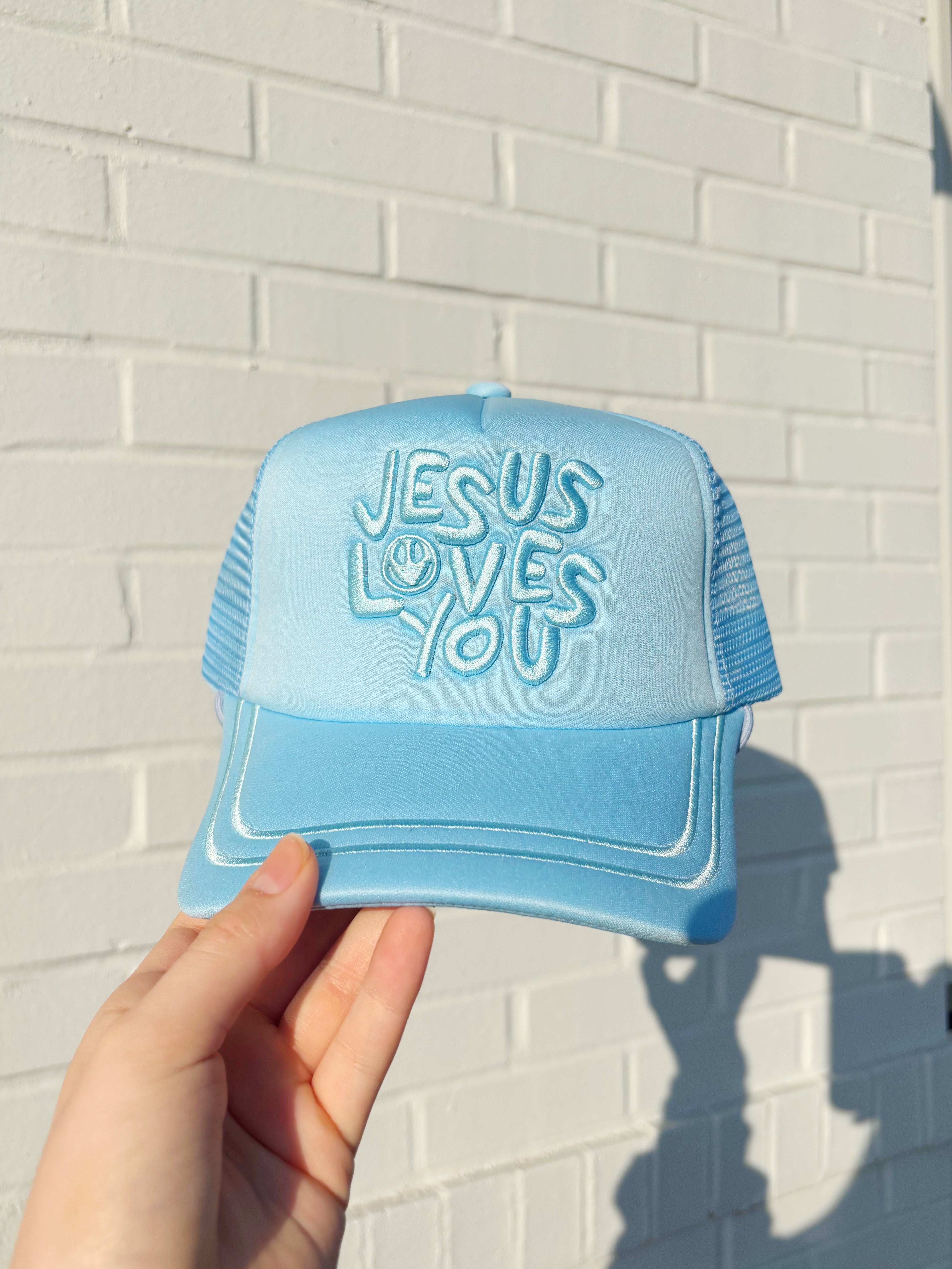 Blue Jesus Loves You Smiley Hat - Pre Order