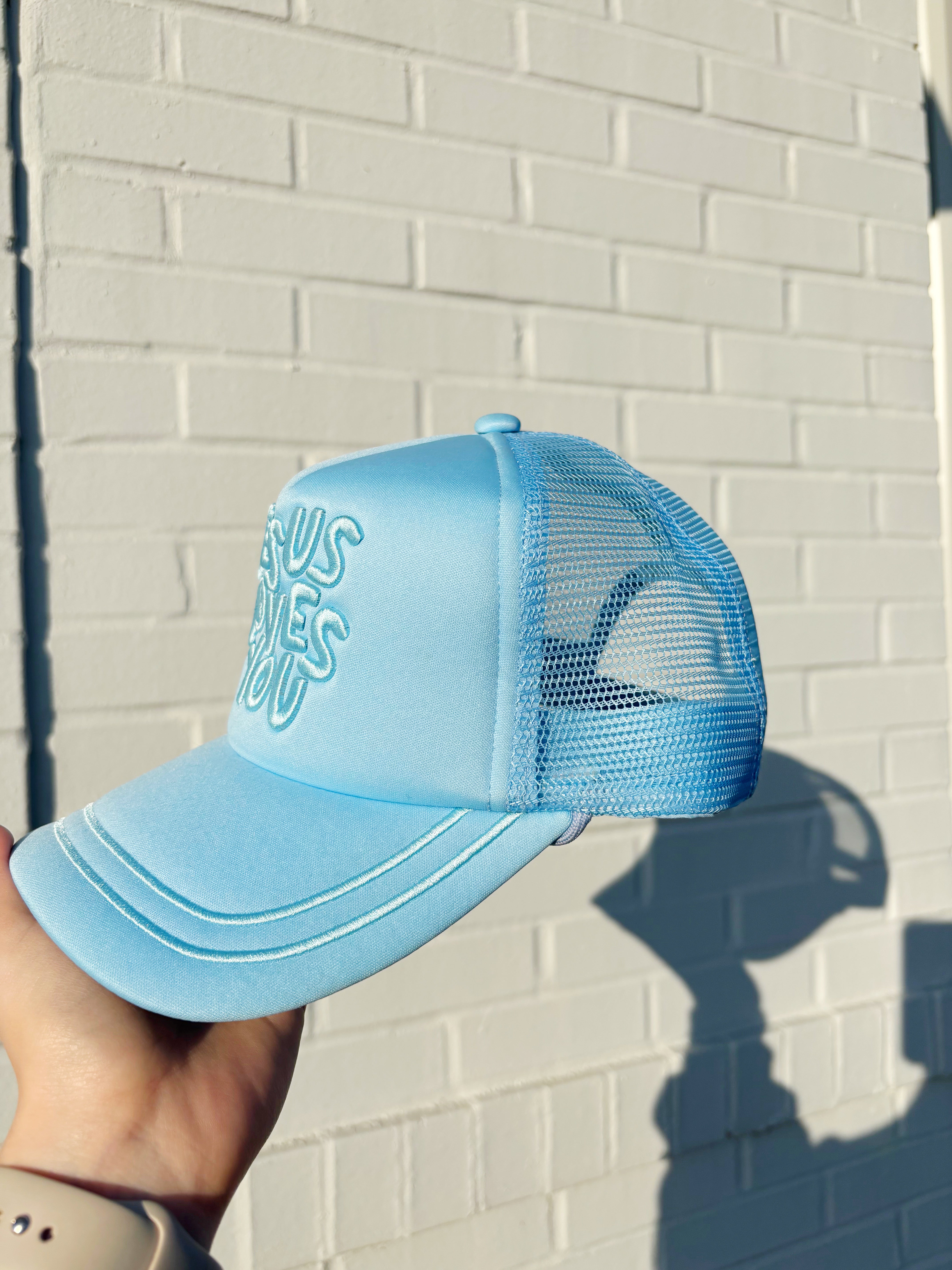 Blue Jesus Loves You Smiley Hat - Pre Order