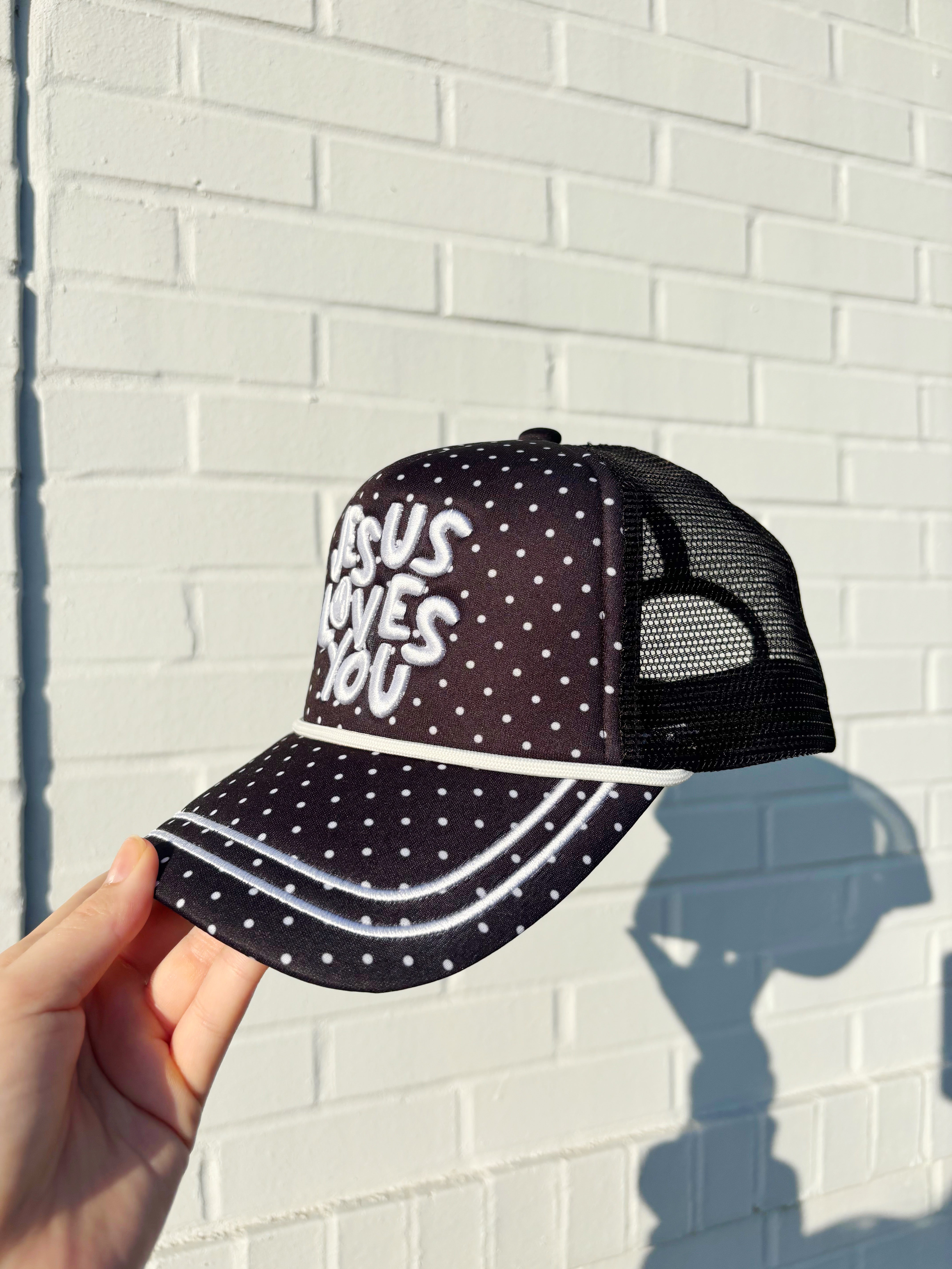 Polka Dot Jesus Loves You Smiley Hat - Pre Order