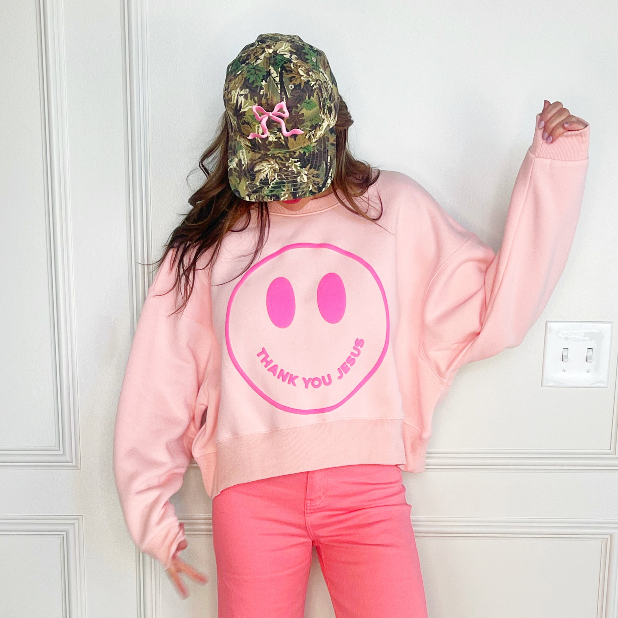Thank you Jesus Puff Crop Sweatshirt