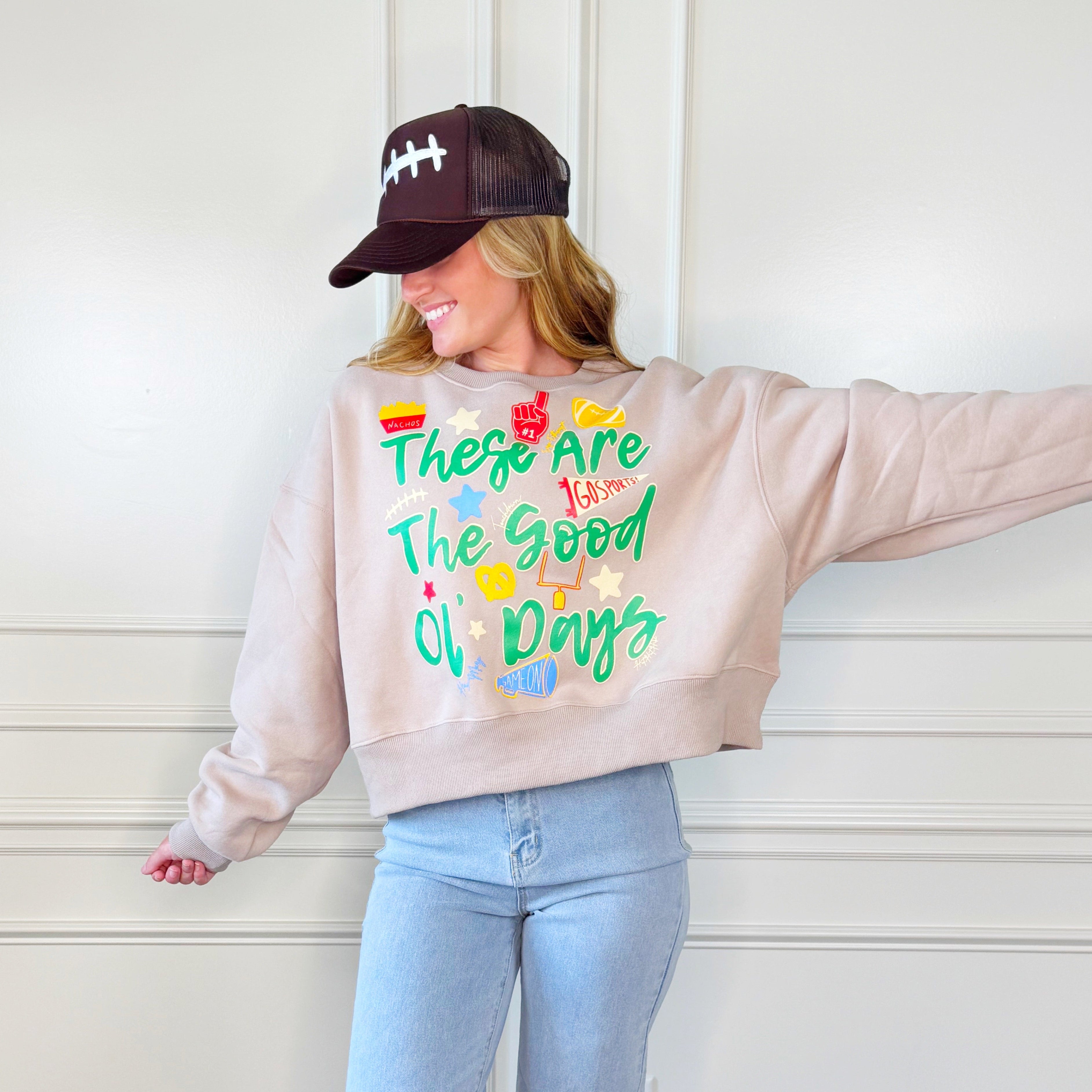These Are The Good Ol' Days Football Crop Sweatshirt