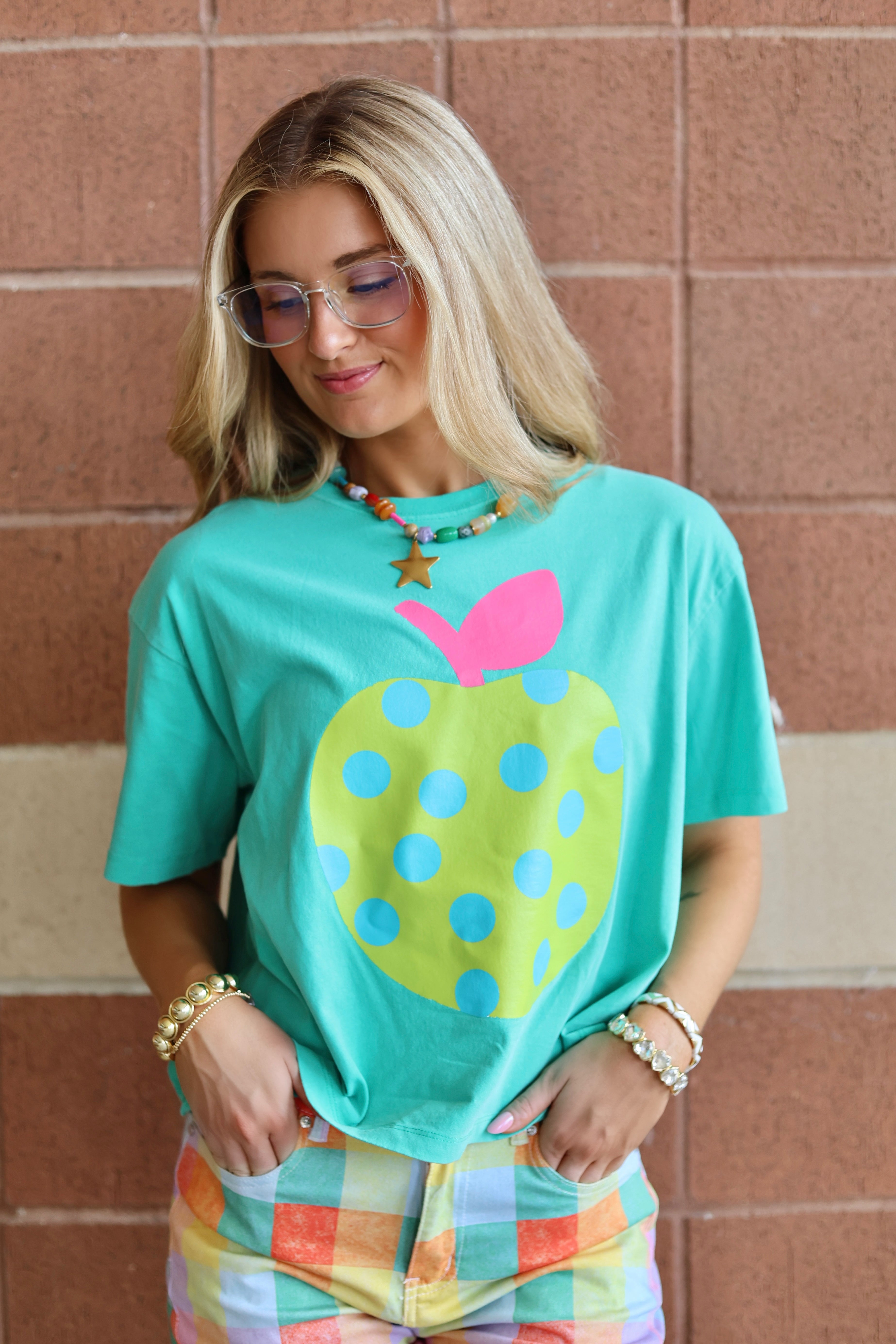 Polka Dot Apple Crop Tee