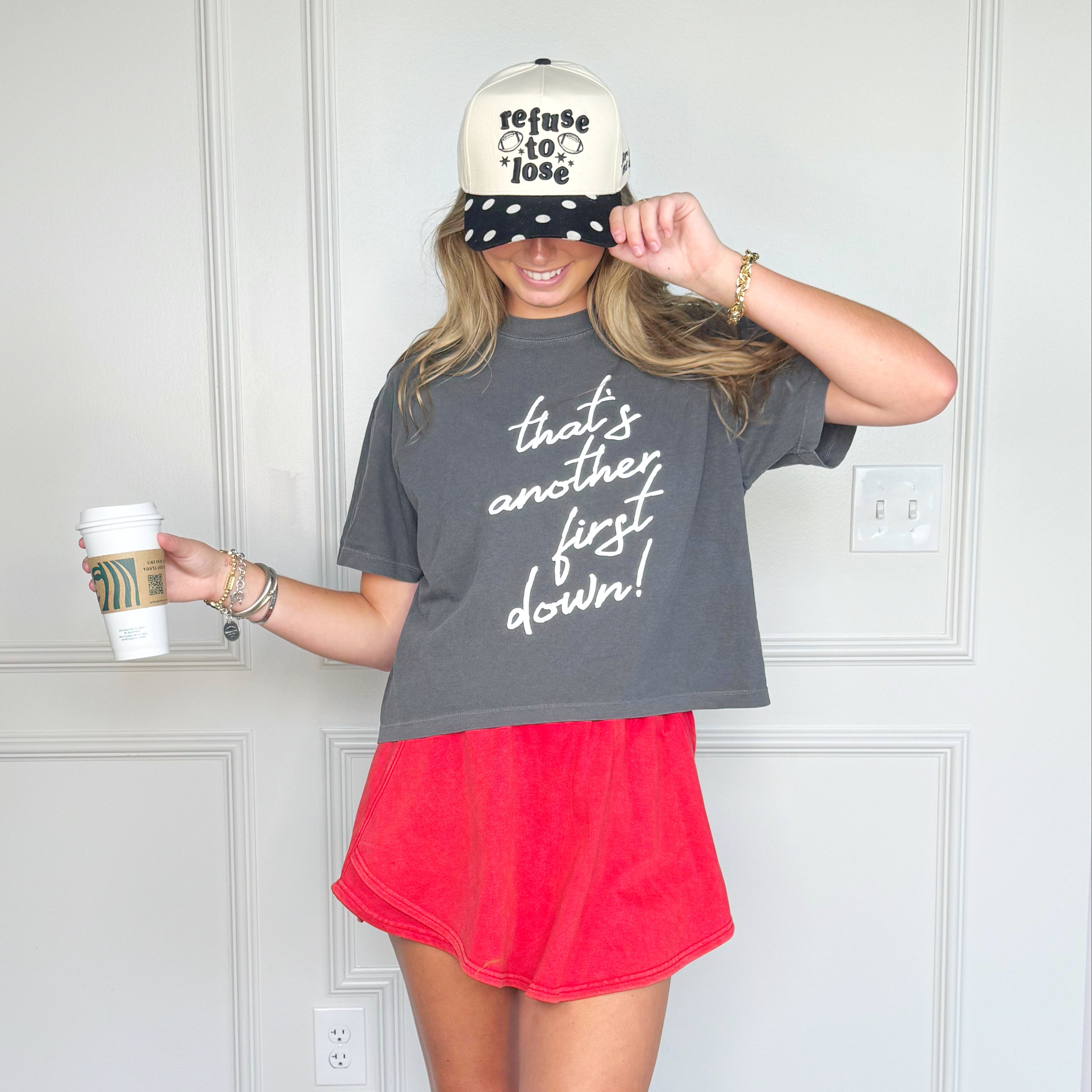 That's Another First Down Puff Cropped Tee