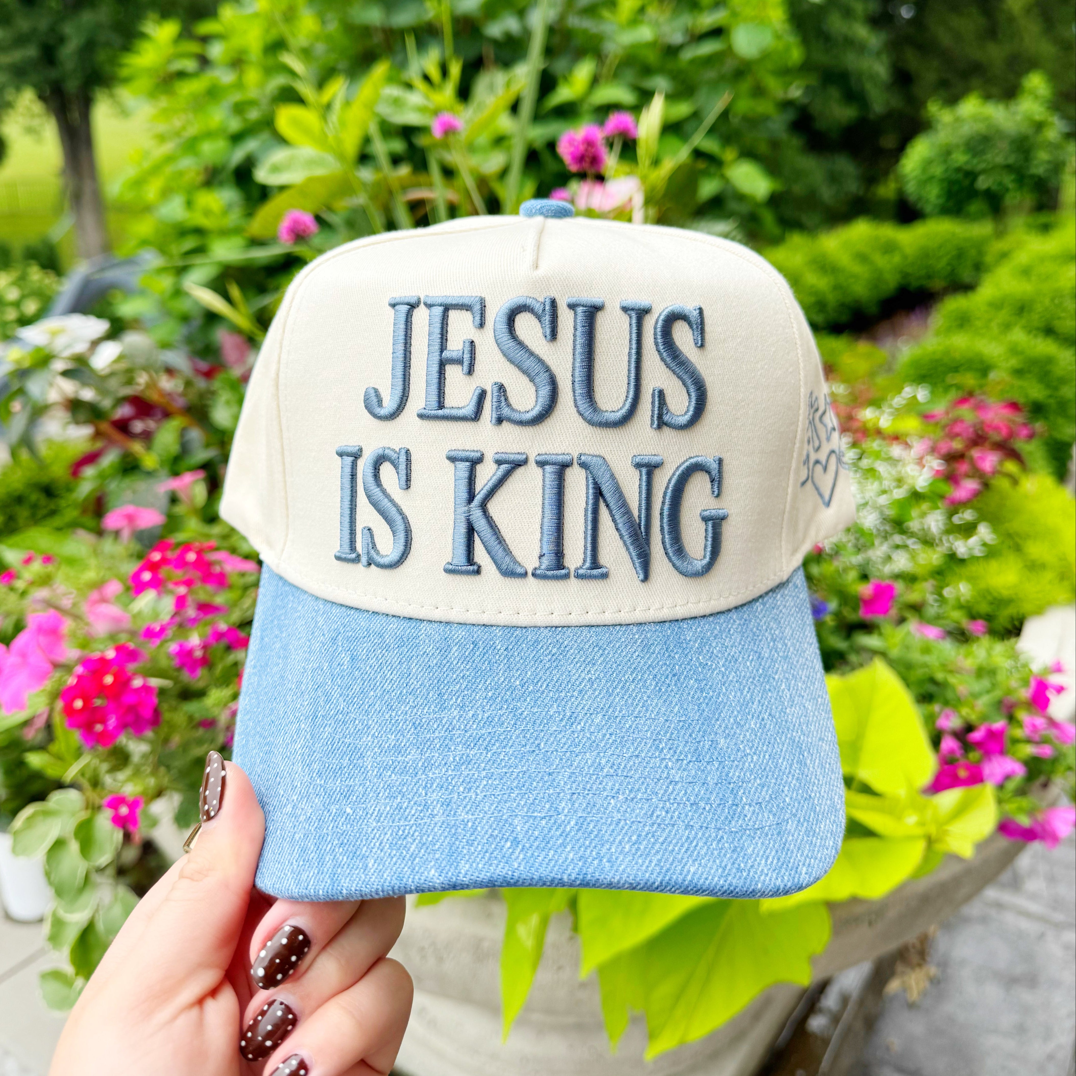 Jesus is King Denim Hat