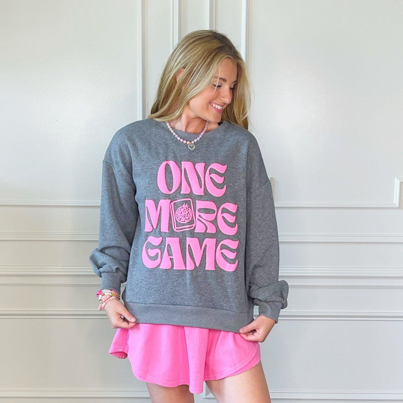 One More Game Puff Poppy & Pine Sweatshirt