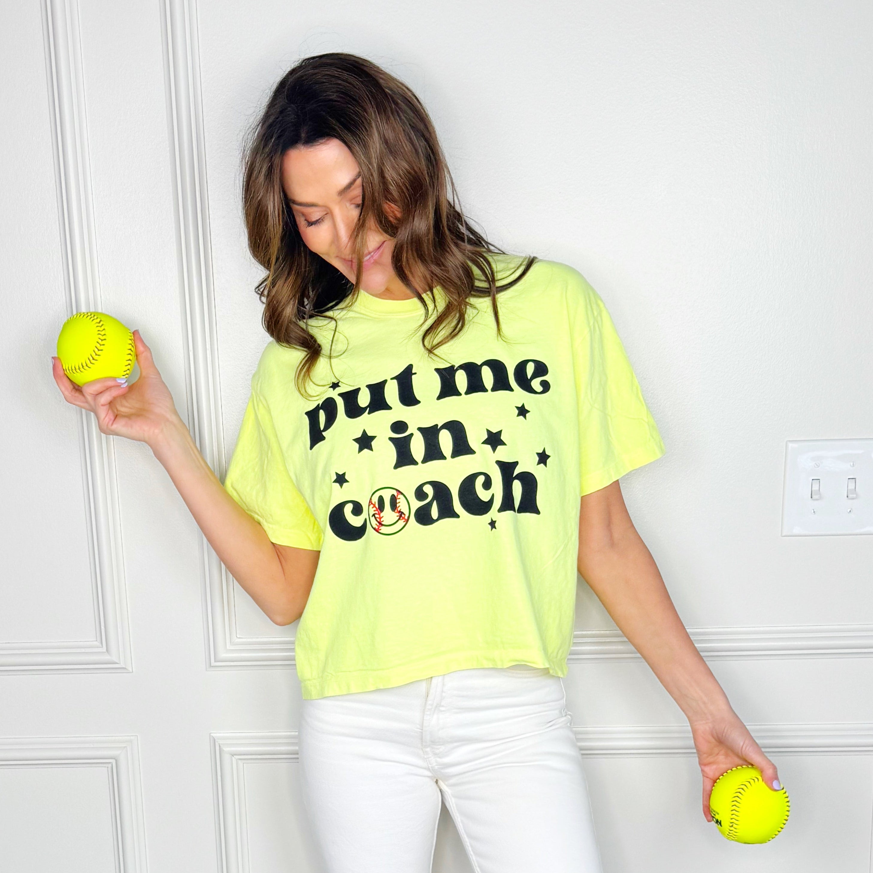 Put Me In Coach Softball Crop Tee