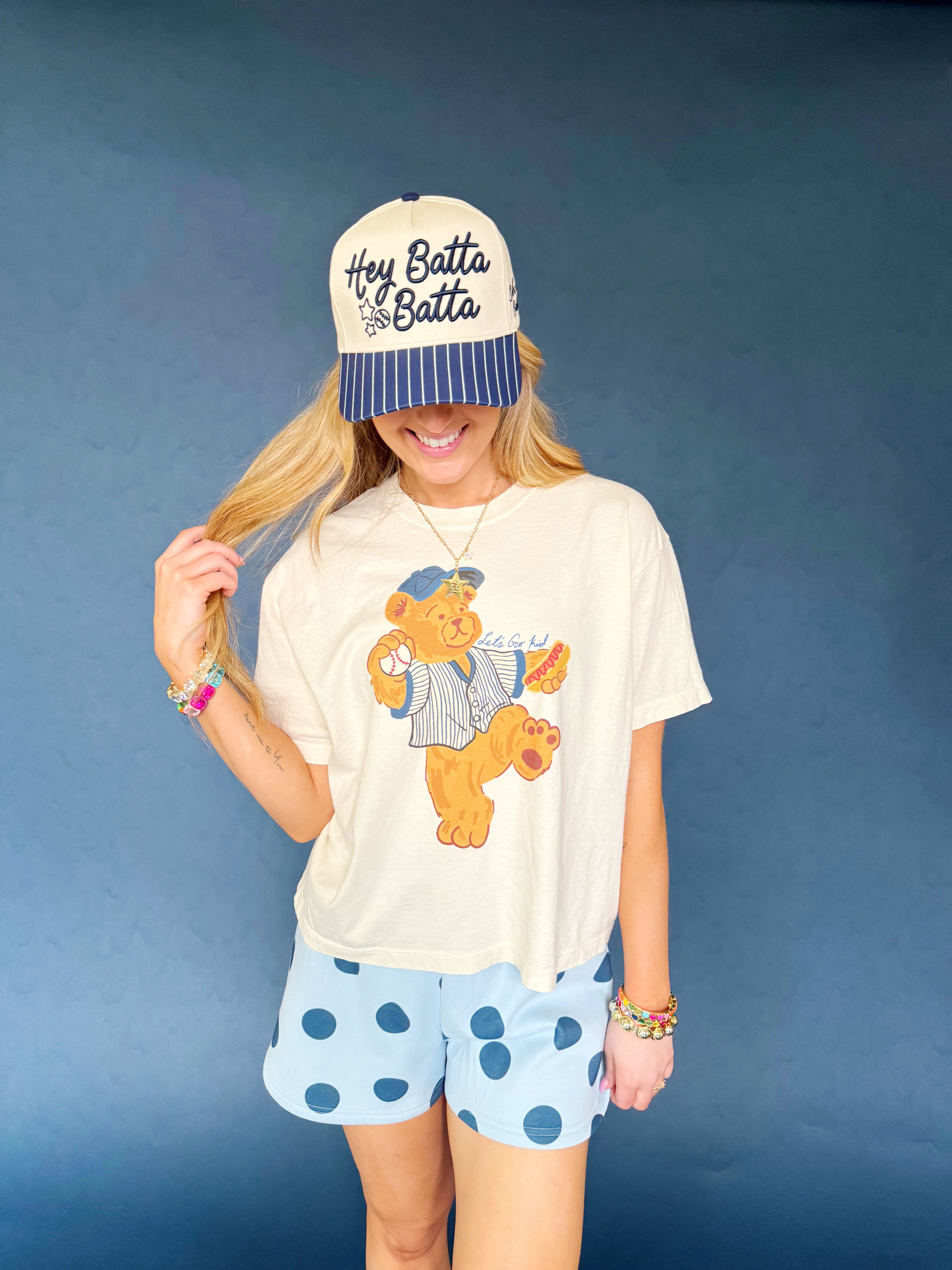 Navy Baseball Teddy Crop Tee