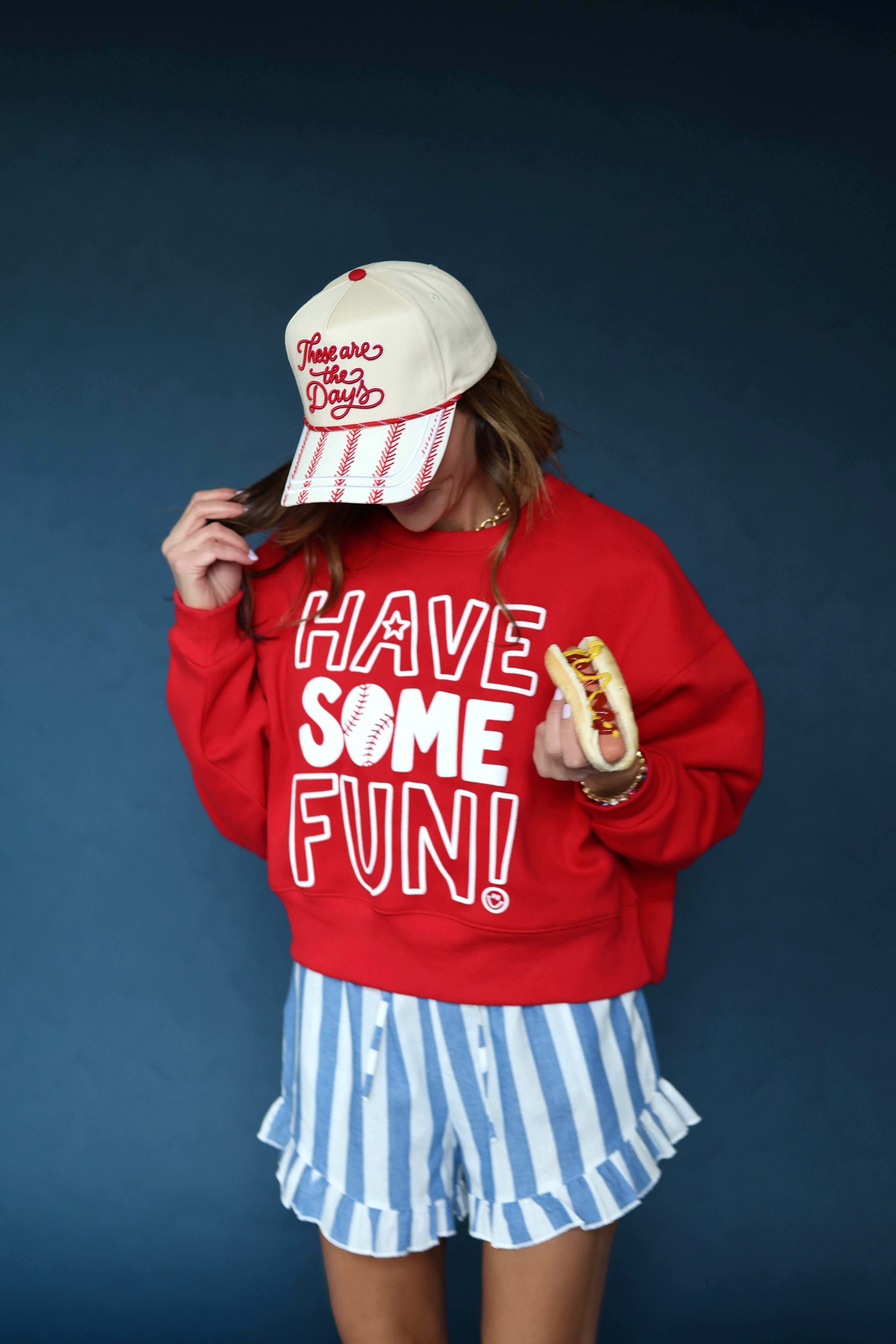 Have Some Fun Baseball Crop Sweatshirt