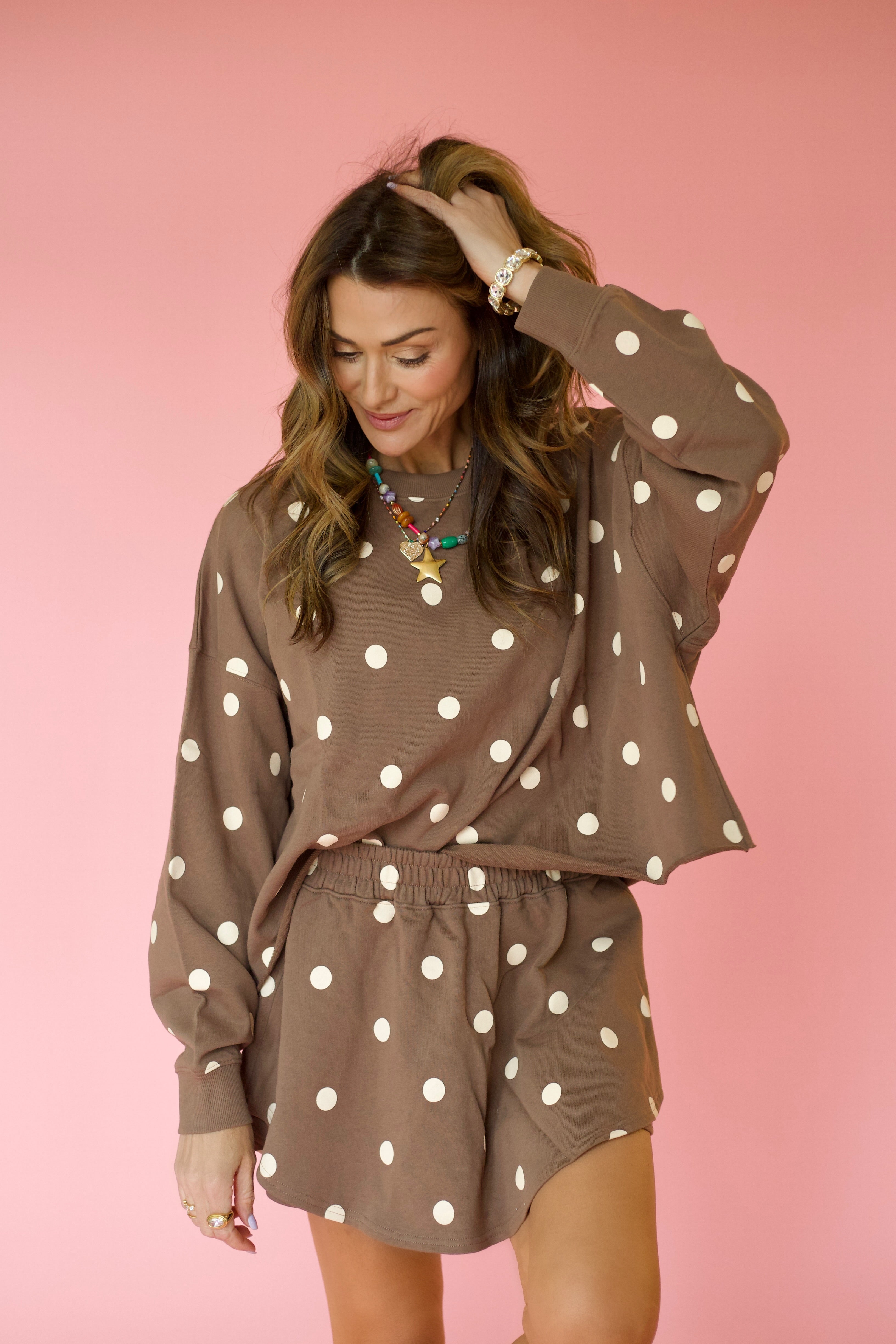 Mocha Polka Dot Skort-Pre Order