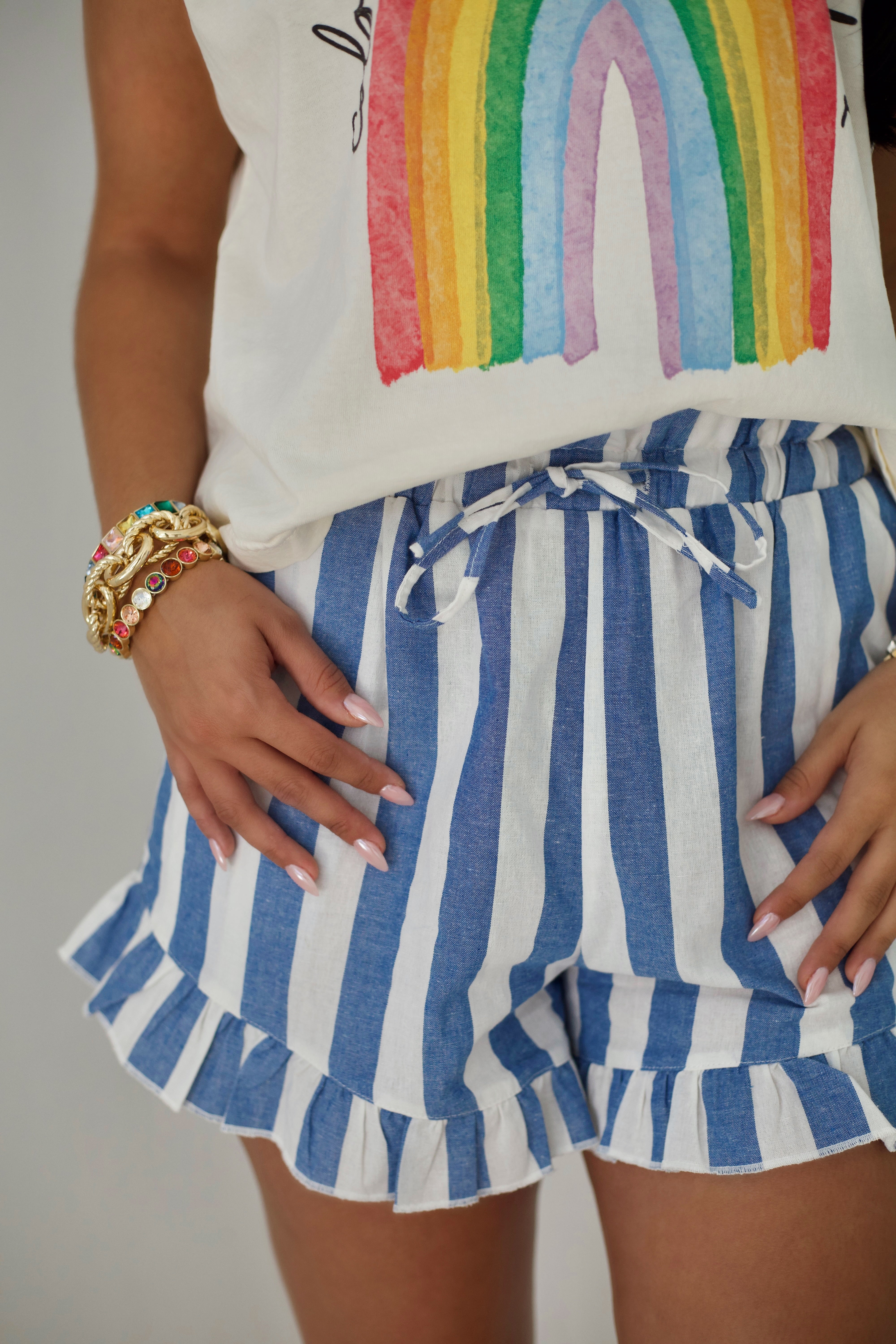 Bluebell Stripe Ruffle Short