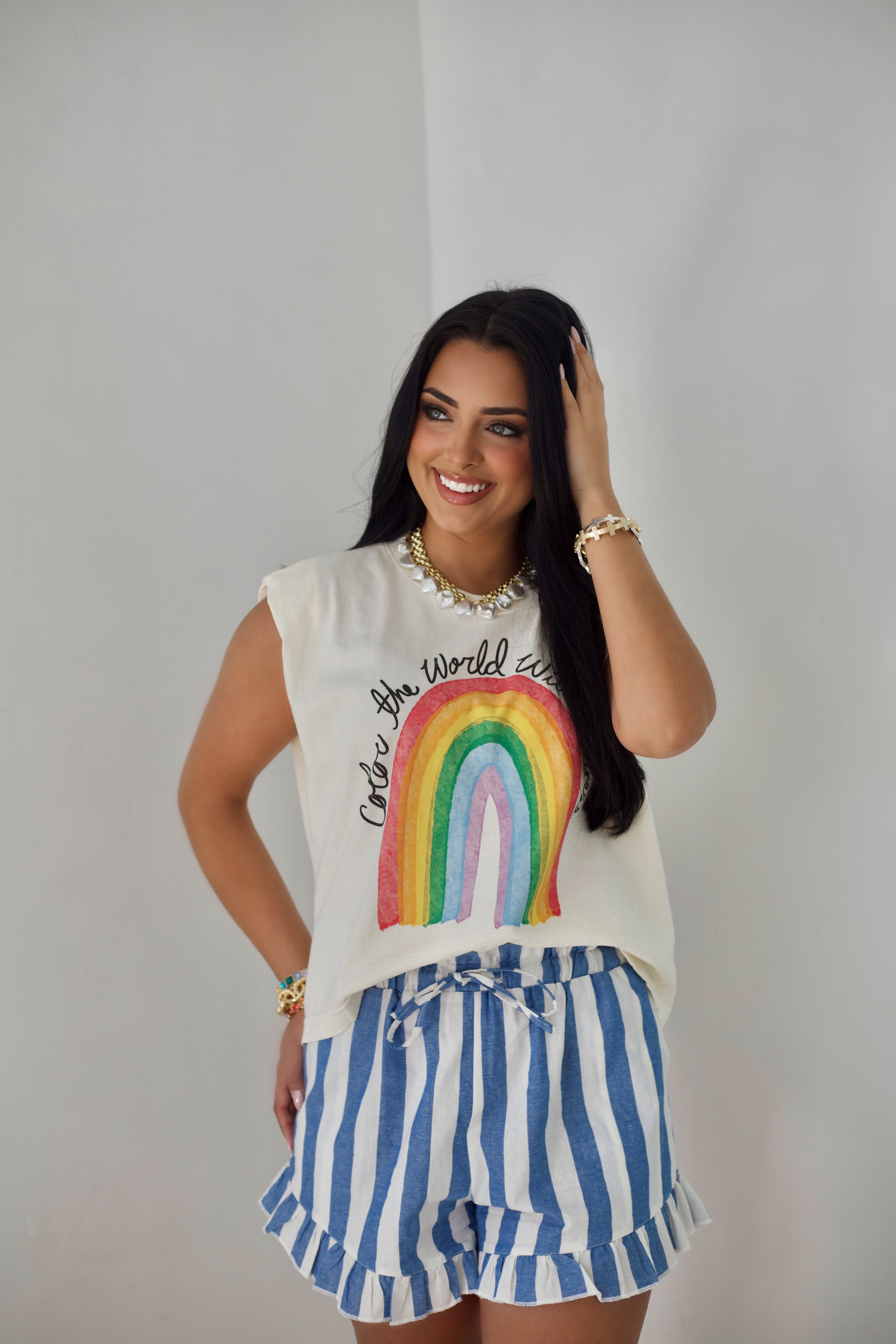 Bluebell Stripe Ruffle Short