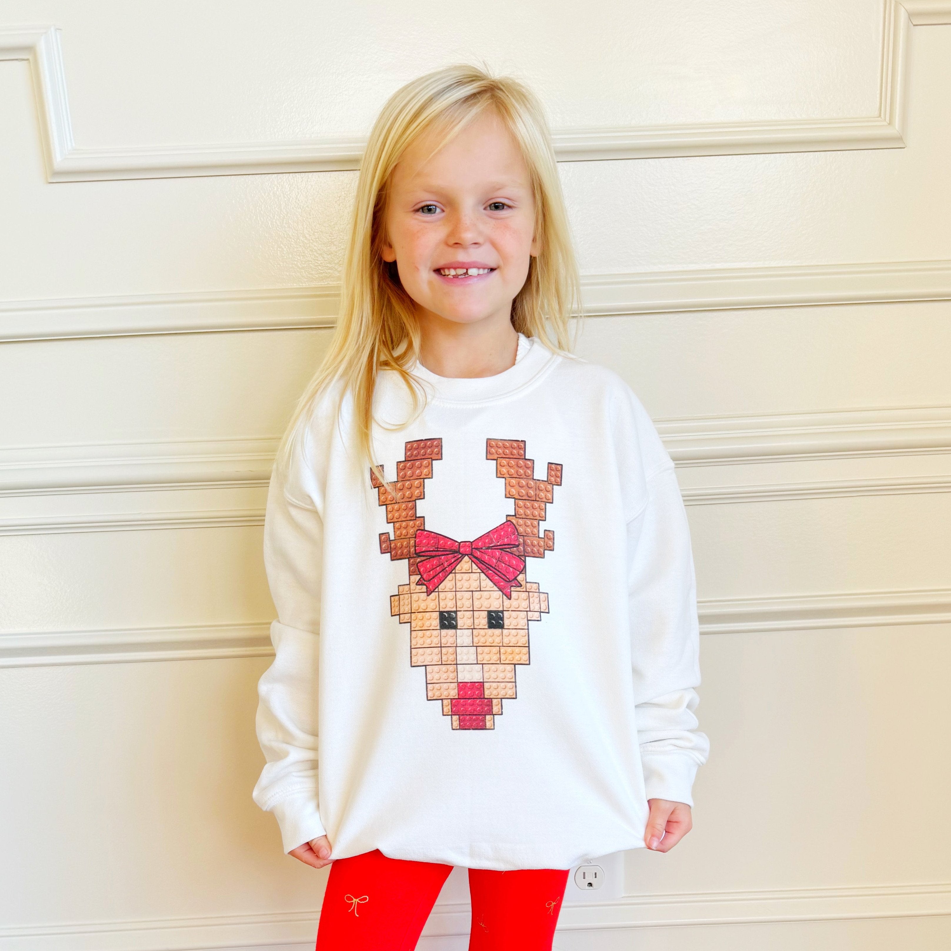 Bow Reindeer Blocks Youth & Adult Sweatshirt