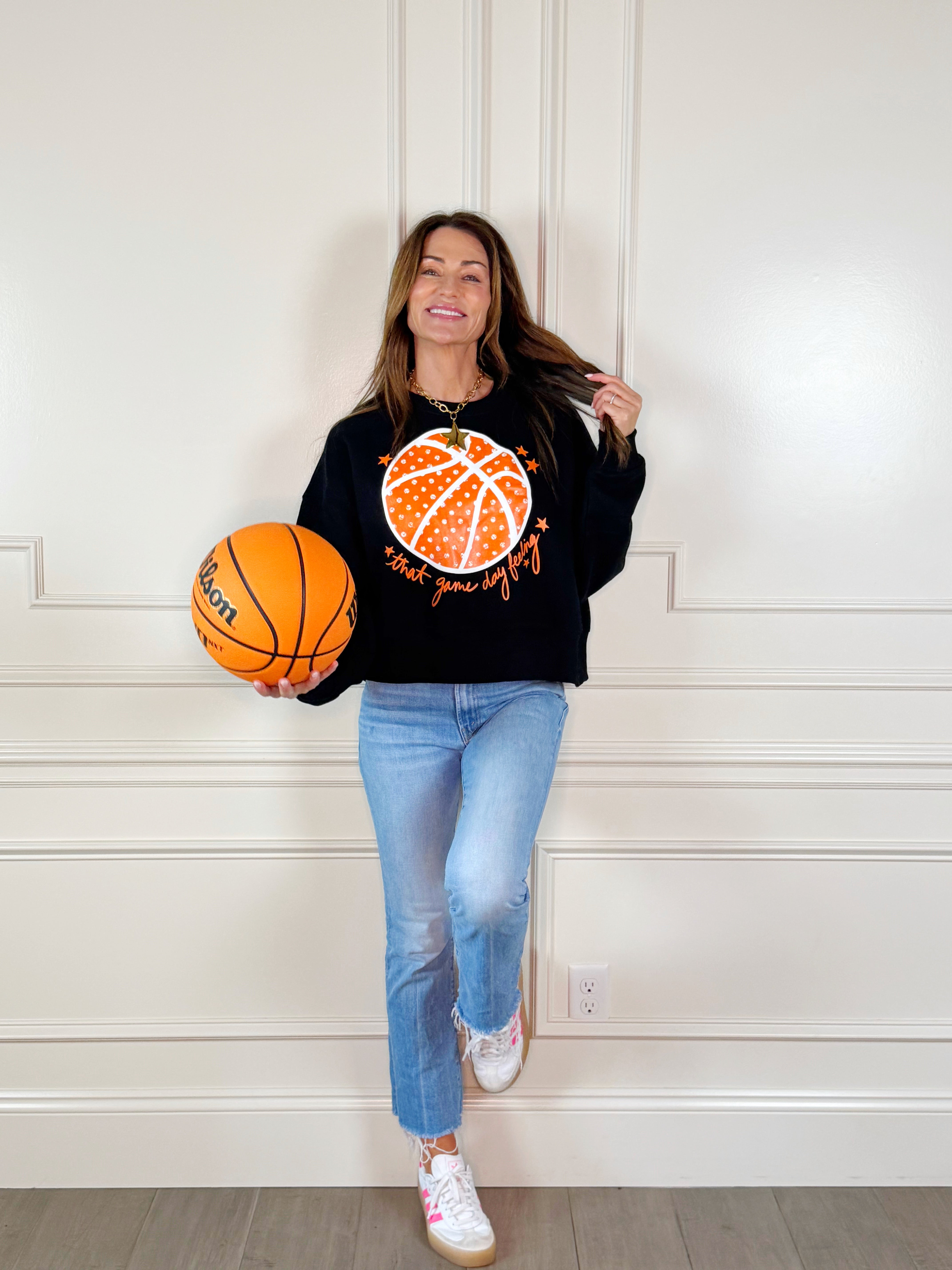 Basketball Game Day Feeling Crop Sweatshirt