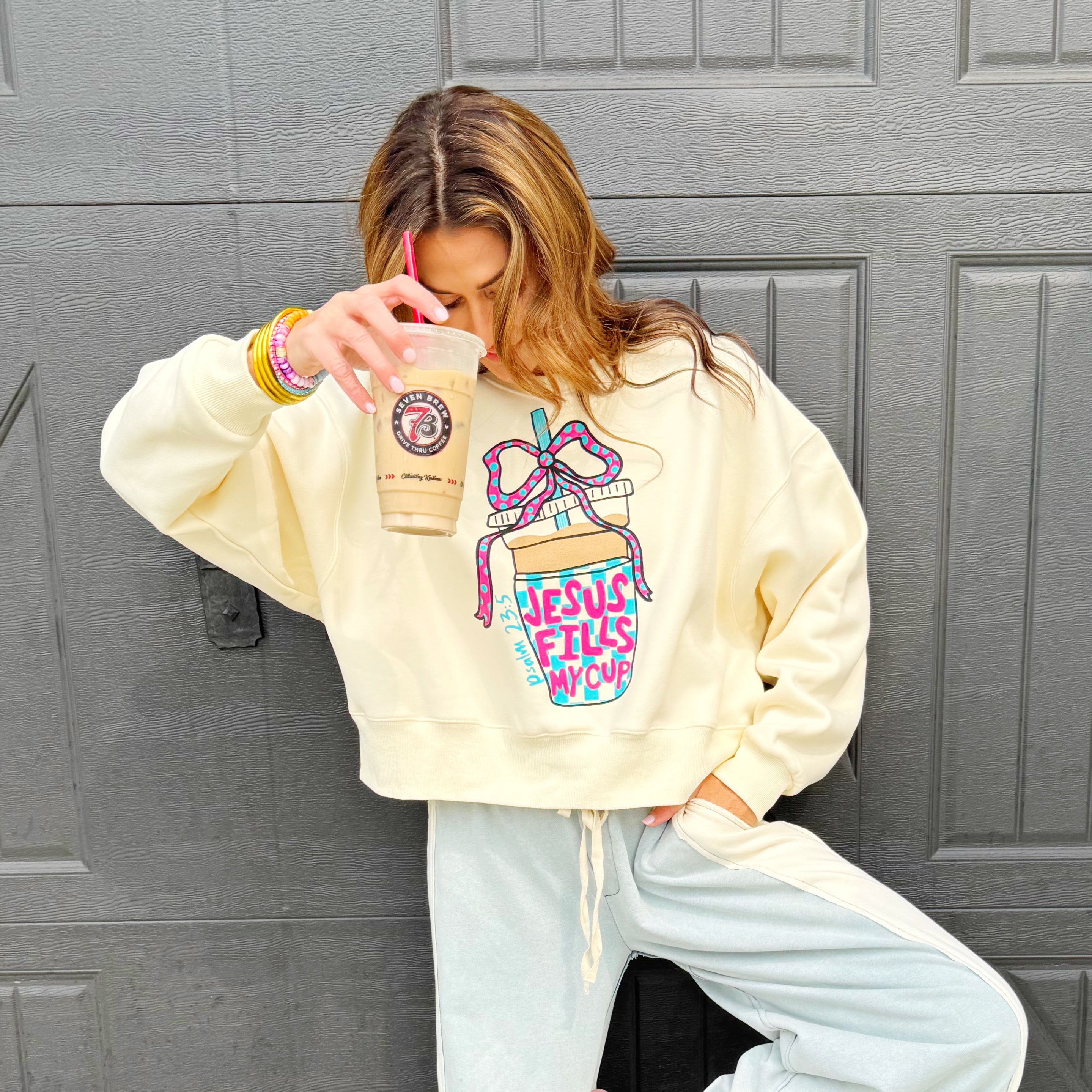 Jesus Fills My Cup Crop Sweatshirt-Pre Order!