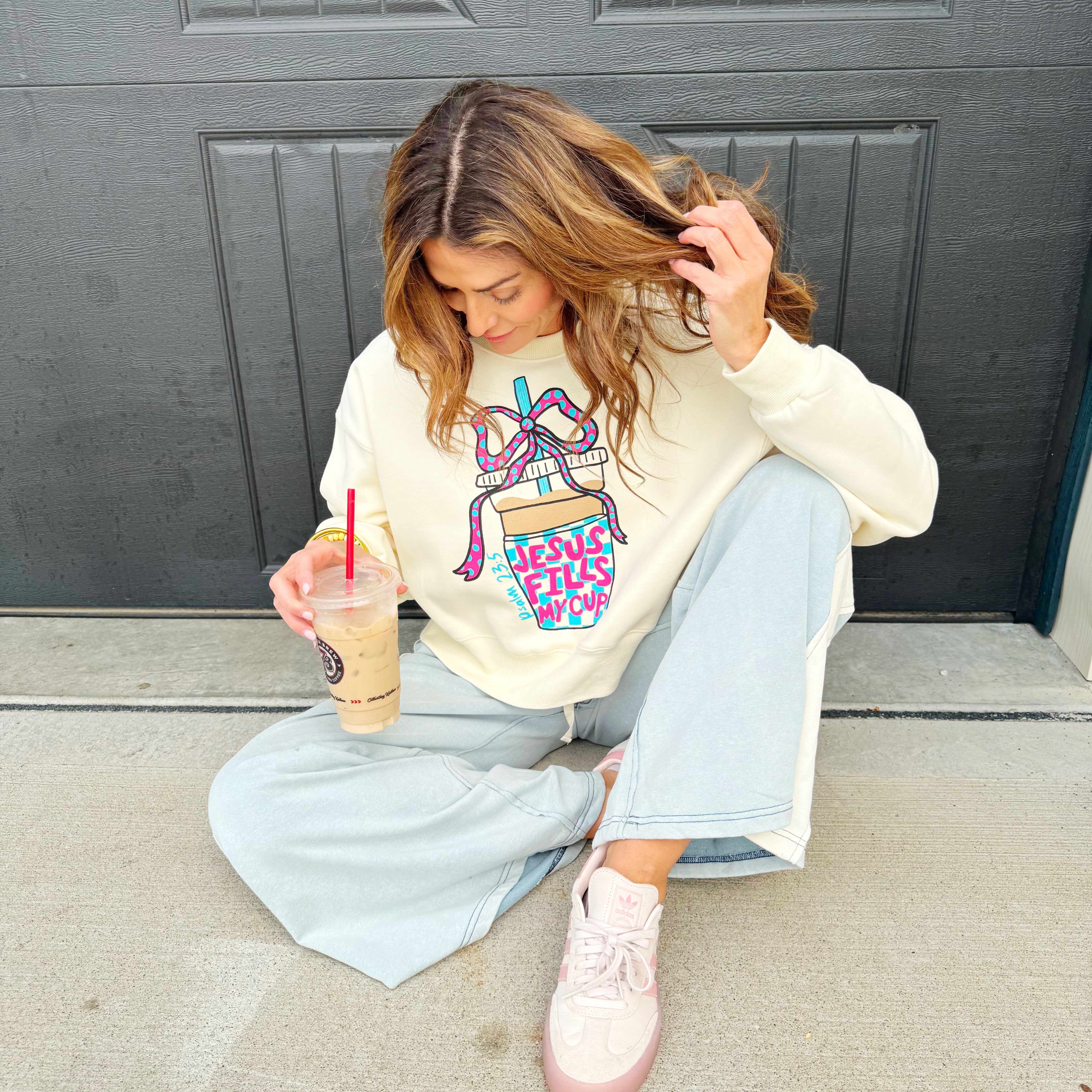 Jesus Fills My Cup Crop Sweatshirt-Pre Order!