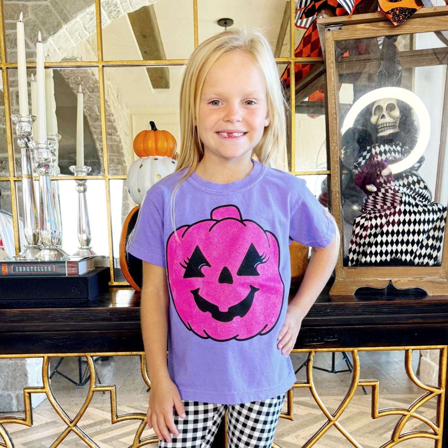Vintage Pink Jack-O-Lantern Youth & Adult Tee