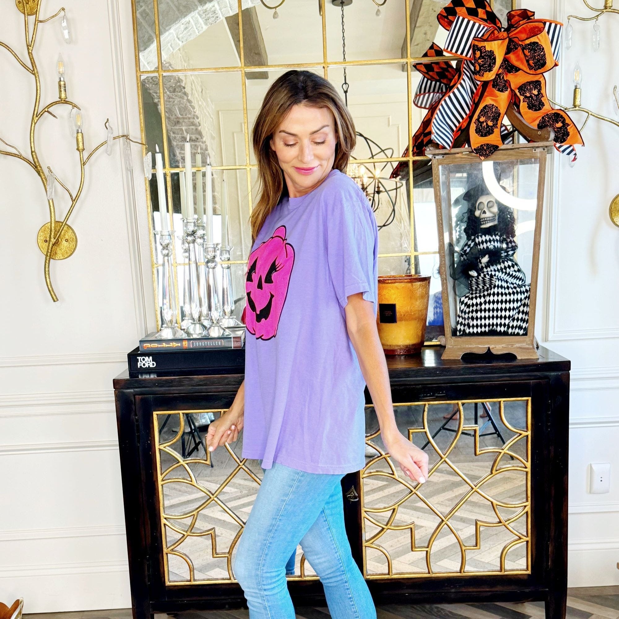 Vintage Pink Jack-O-Lantern Youth & Adult Tee