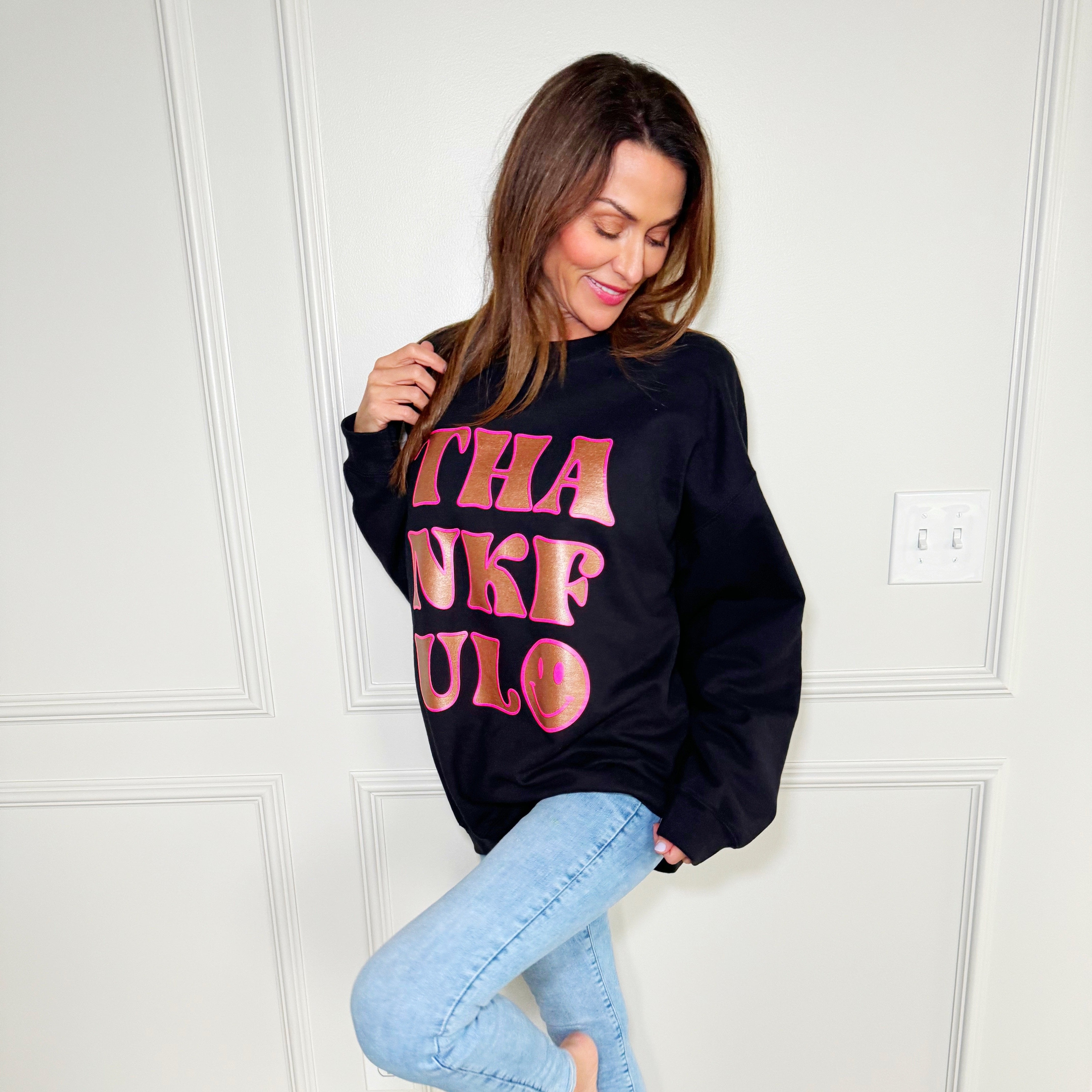 Copper Thankful Smiley Youth & Adult Sweatshirt