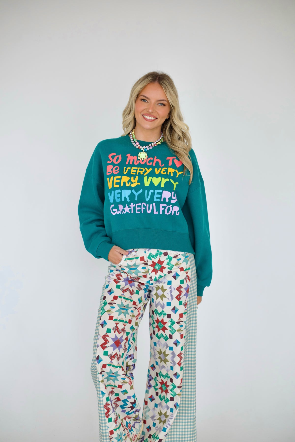 So Very Very Grateful Crop Sweatshirt