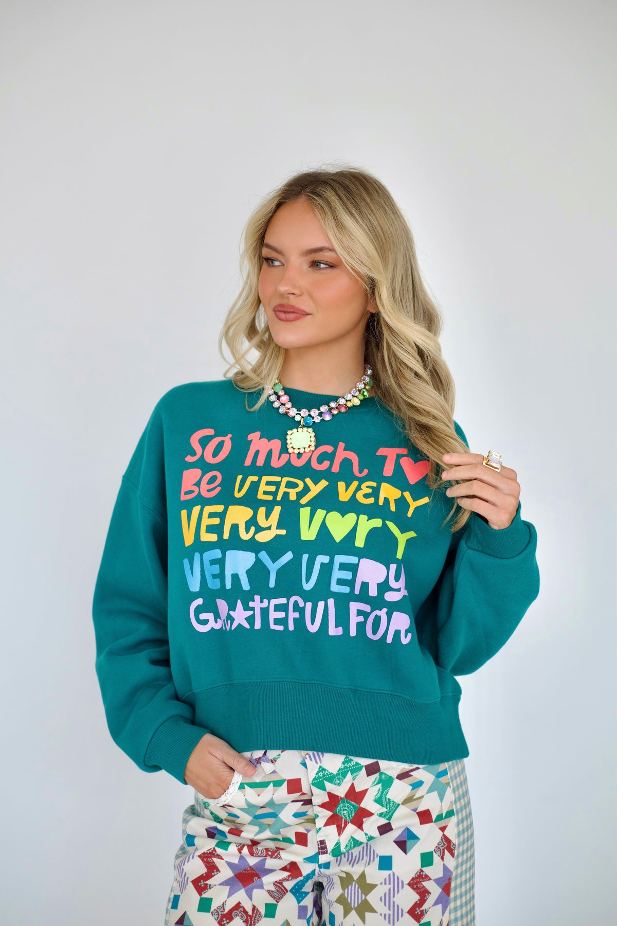 So Very Very Grateful Crop Sweatshirt