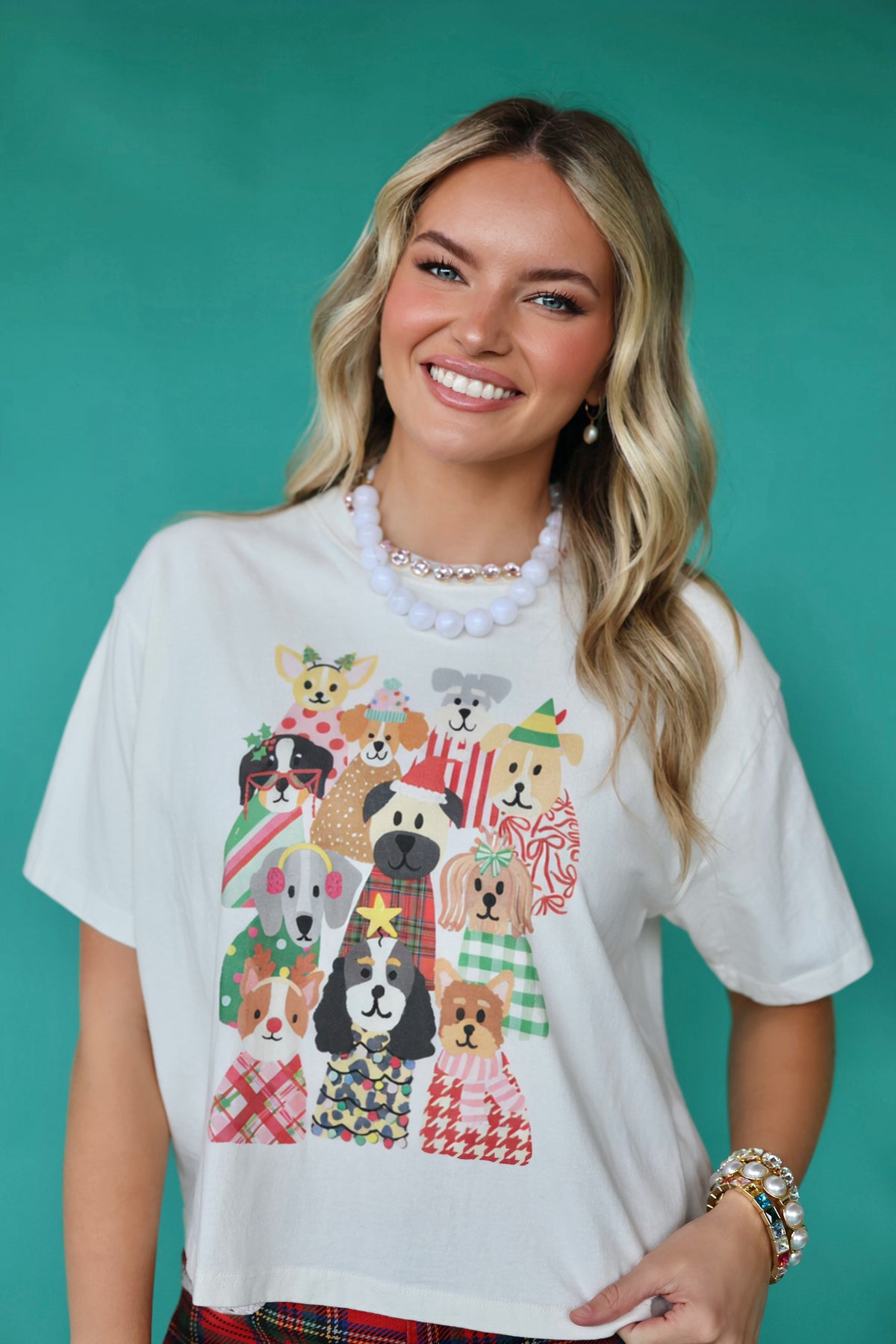 Festive Sweater Pups Crop Tee