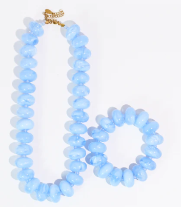 Sugar Beads Set Baby Blue - Necklace & Bracelet