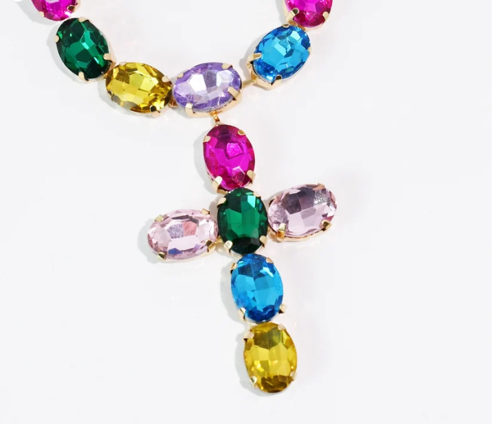 Rainbow Radiance Cross Necklace