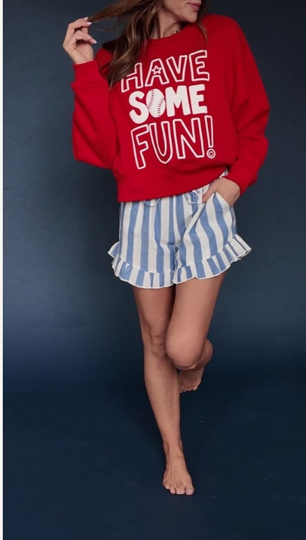 Bluebell Stripe Ruffle Short - Pre Order