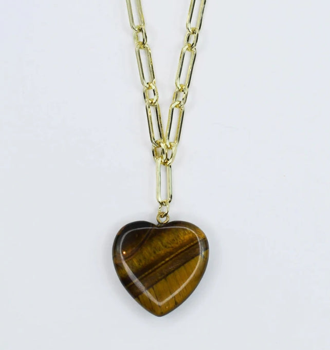 Tiger Eye Heart Necklace