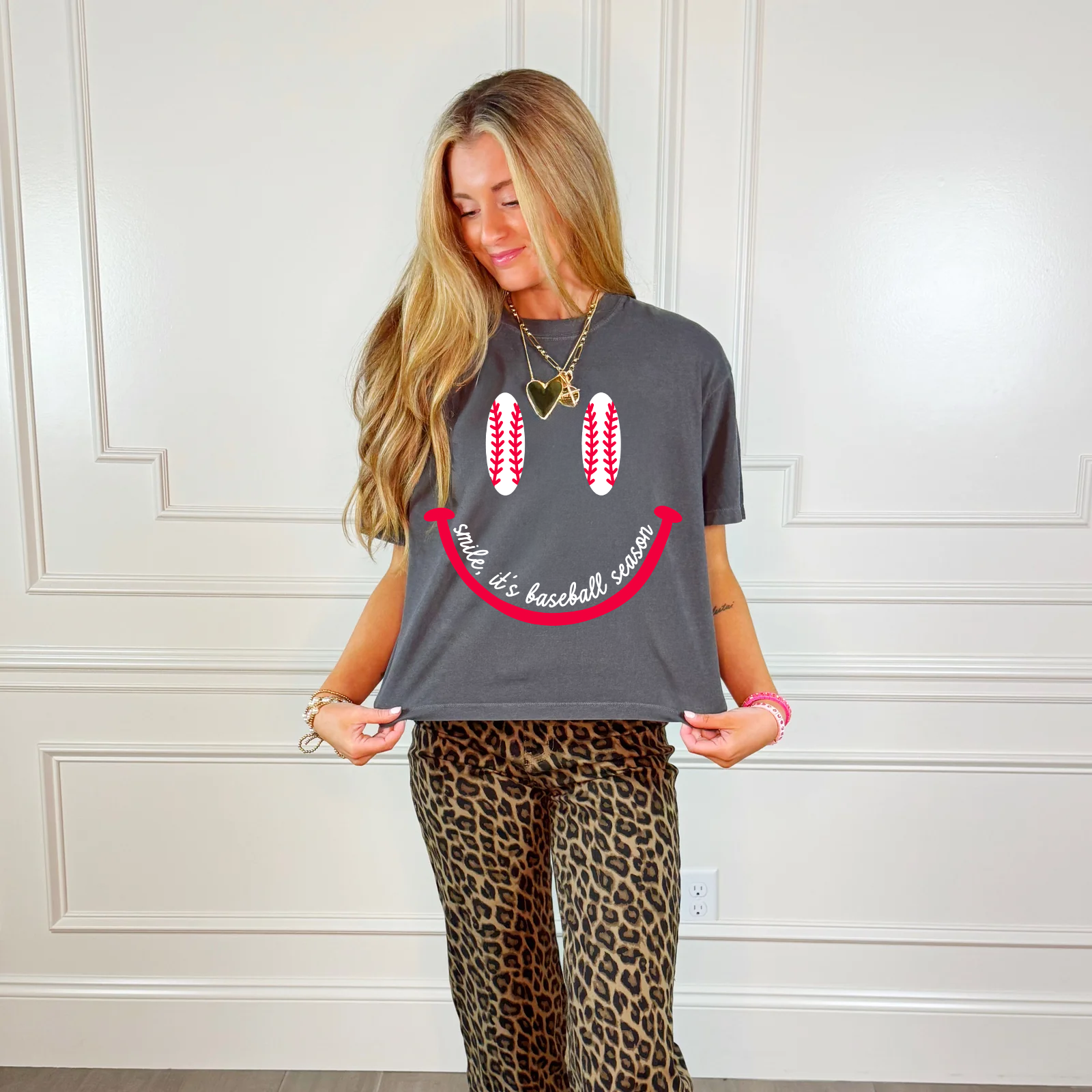Smile, It's Baseball Season Cropped Tee