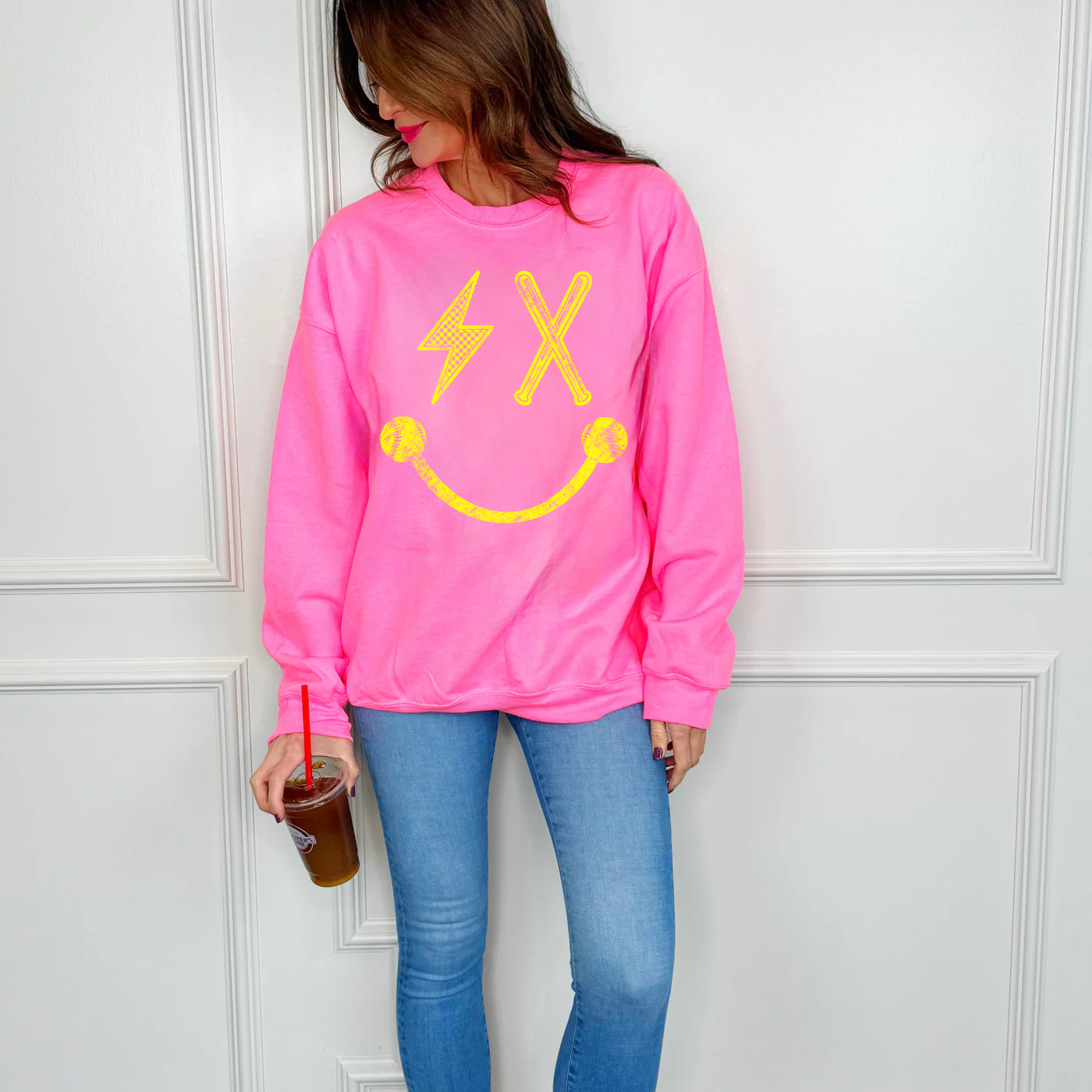 Softball Smiley Sweatshirt