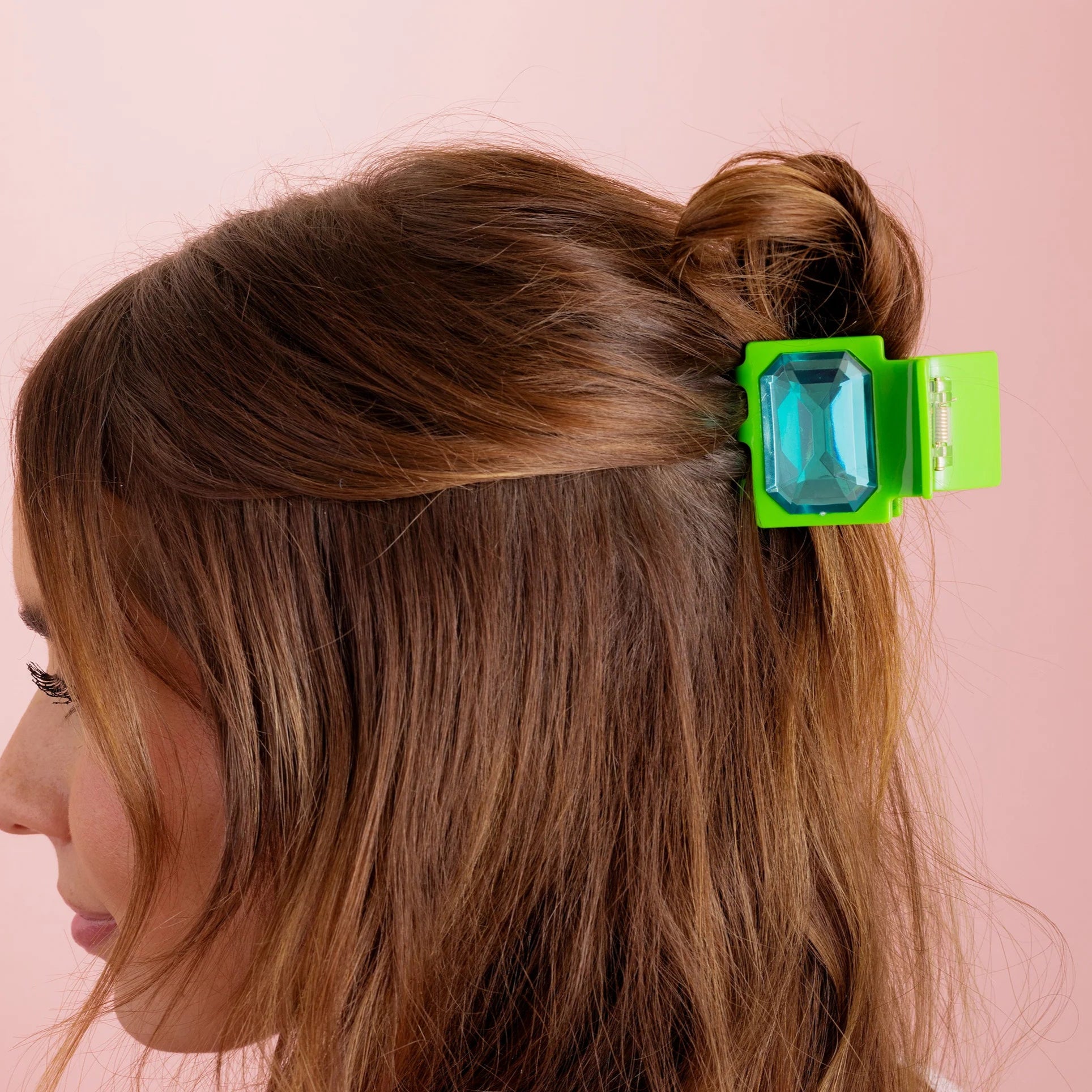 Green & Blue Gemstone Claw Clip