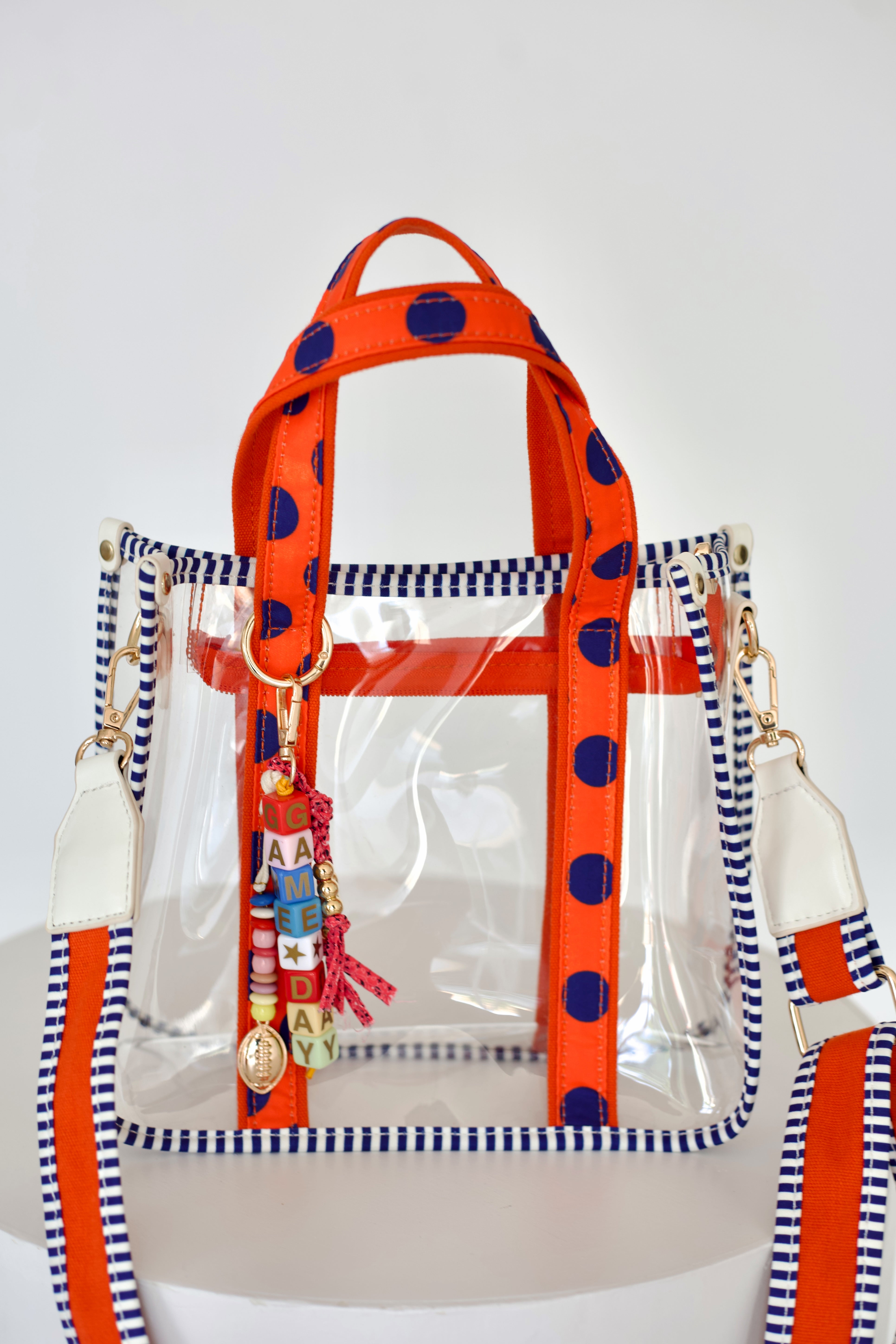 Game Day Clear Stadium Tote - Orange and Royal- PRE-SALE SHIP DATE 9/11**