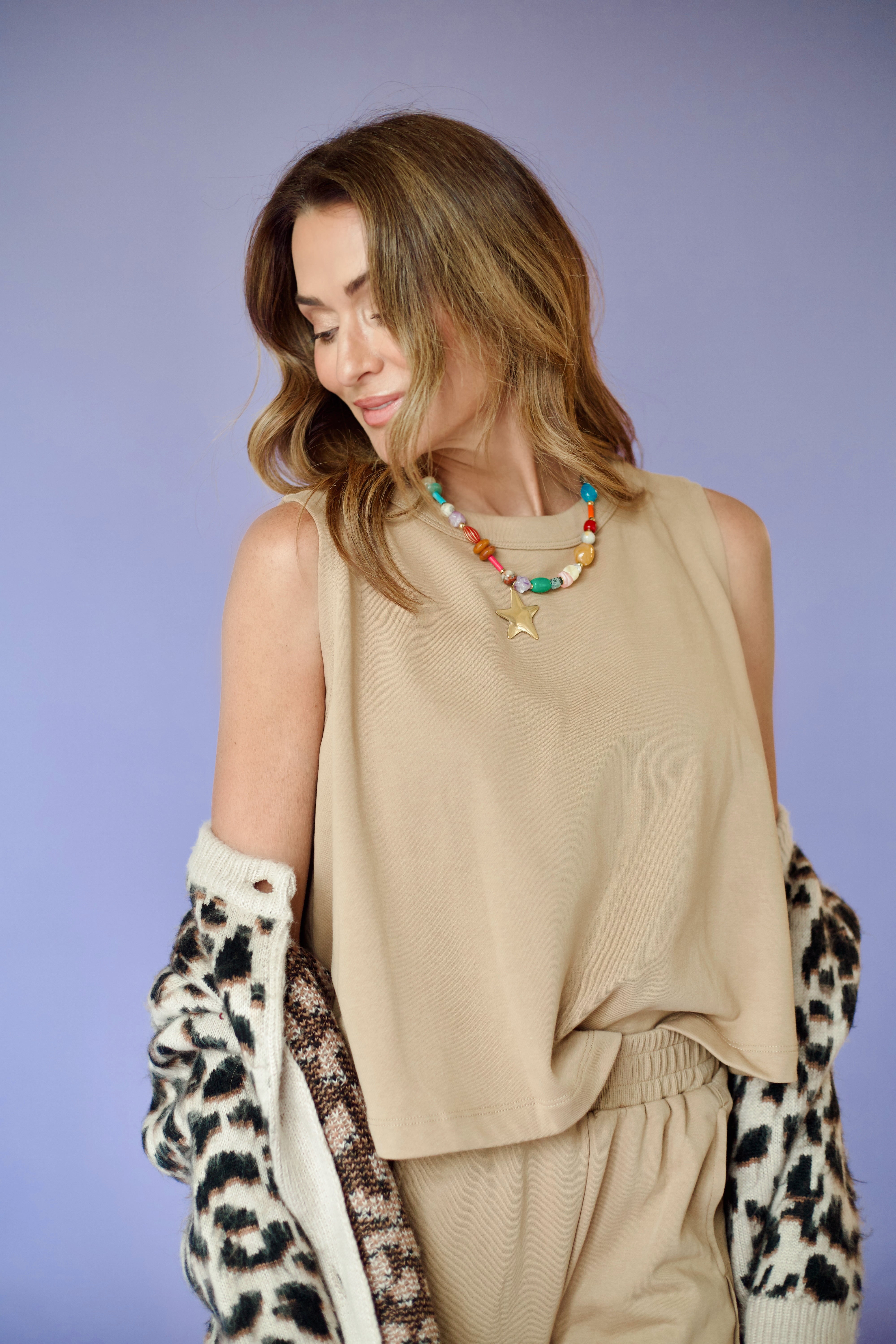 Dark Tan Flowy Tank
