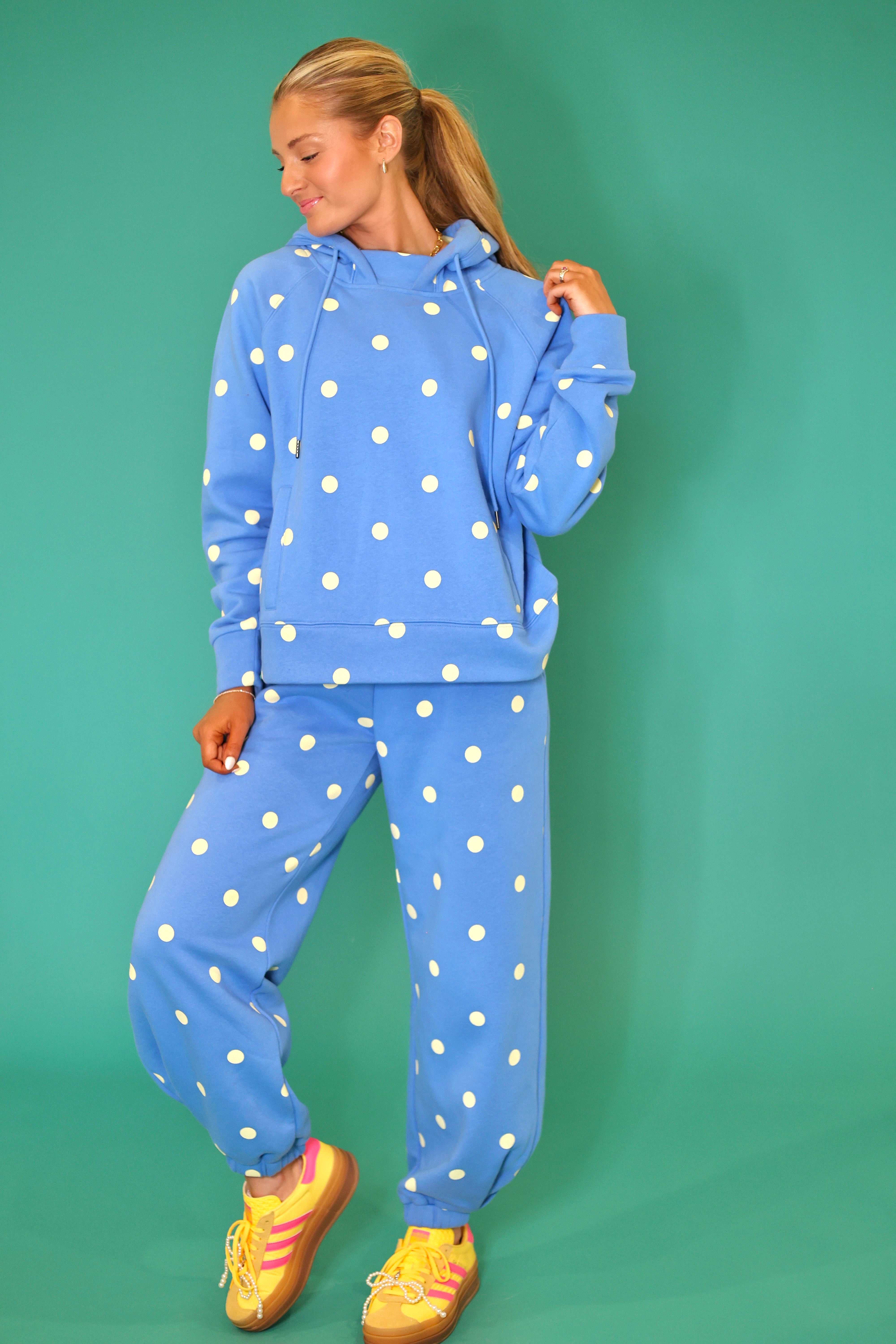 Blue Butter Polka Dot Sweatsuit Set - Hoodie & Sweatpants | Poppy