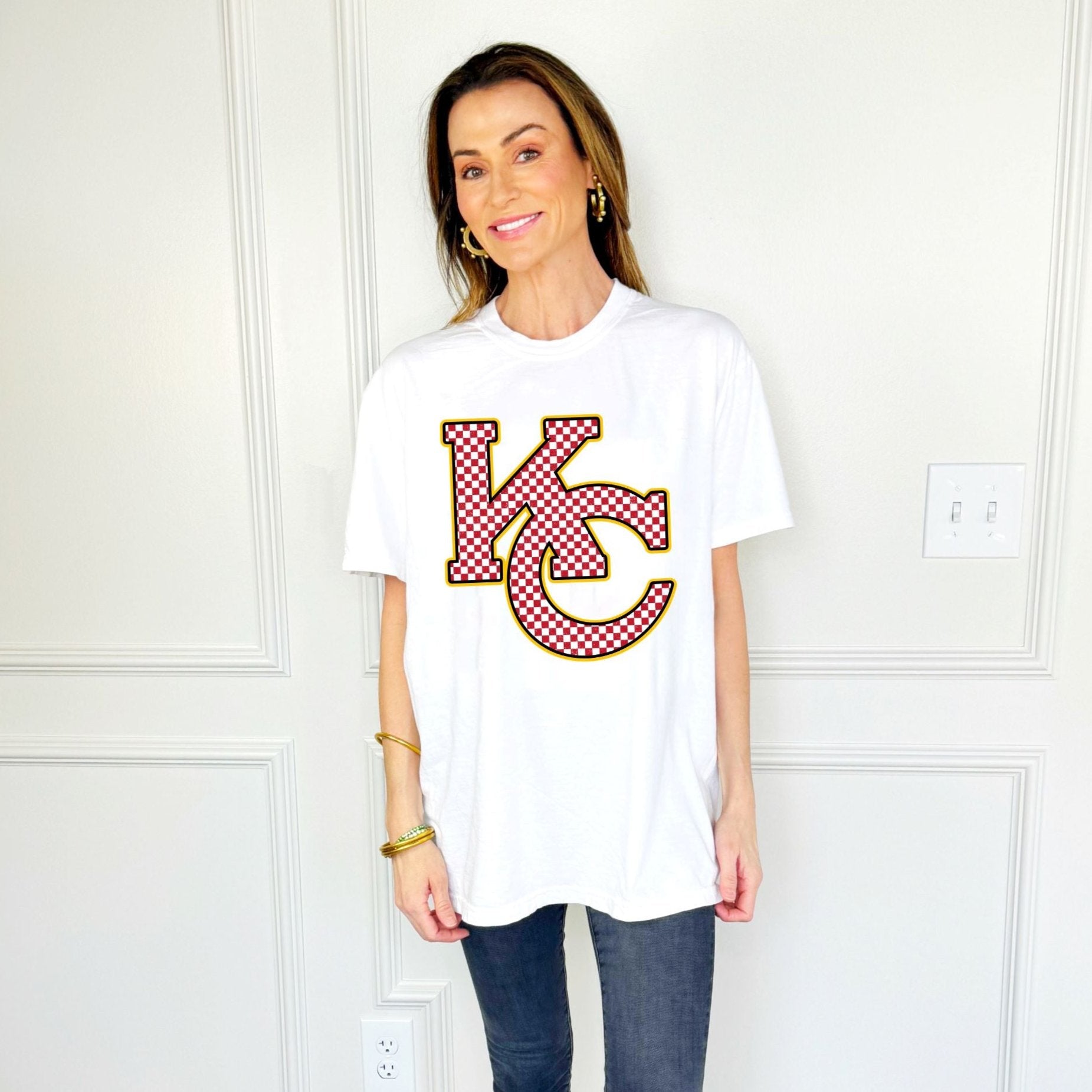 Checkered KC Kansas City Football tee