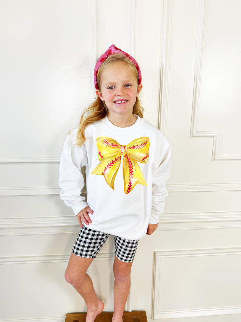 Softball Bow Youth & Adult Sweatshirt