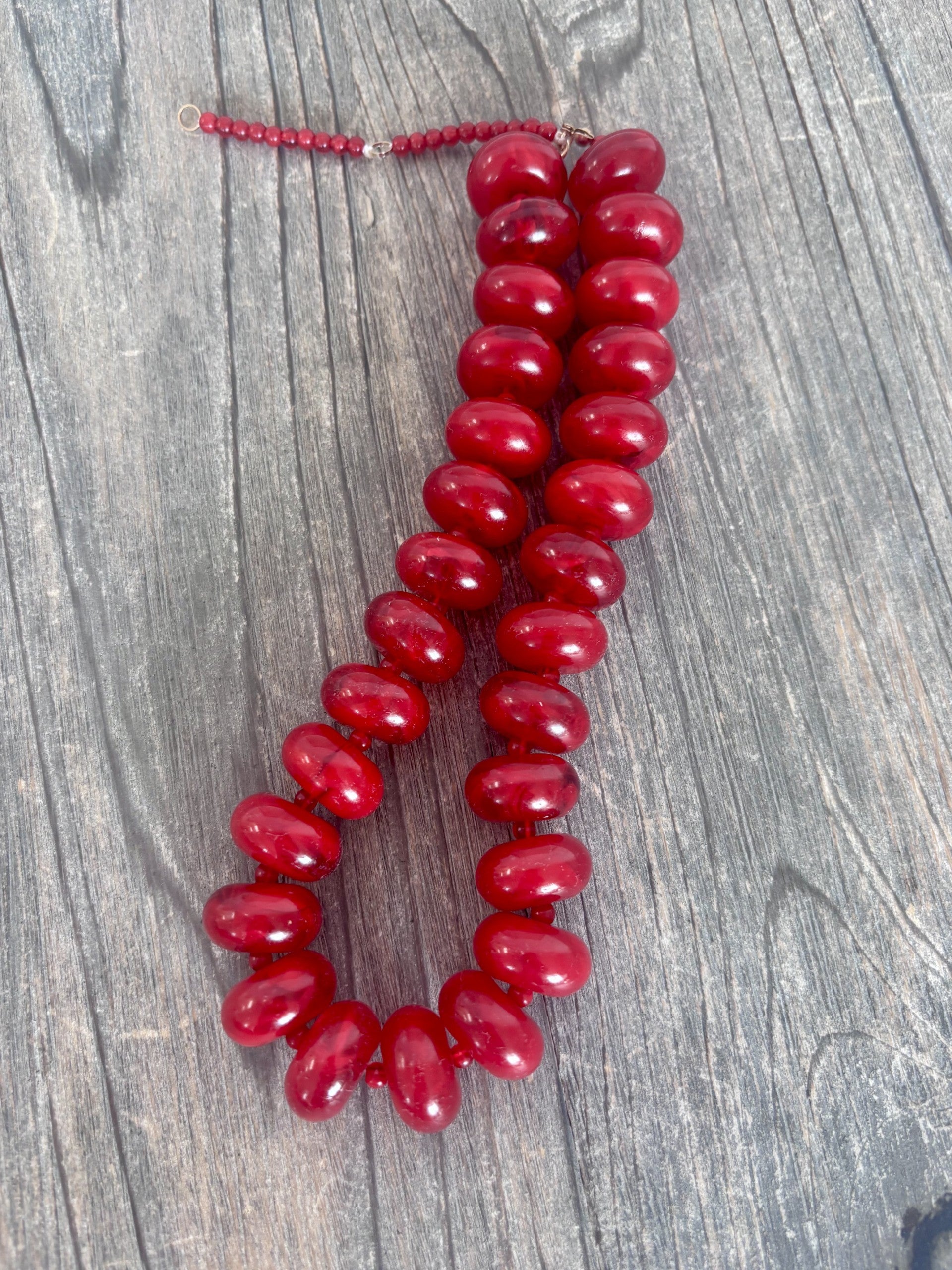 Dark Red Luxe Bead Necklace