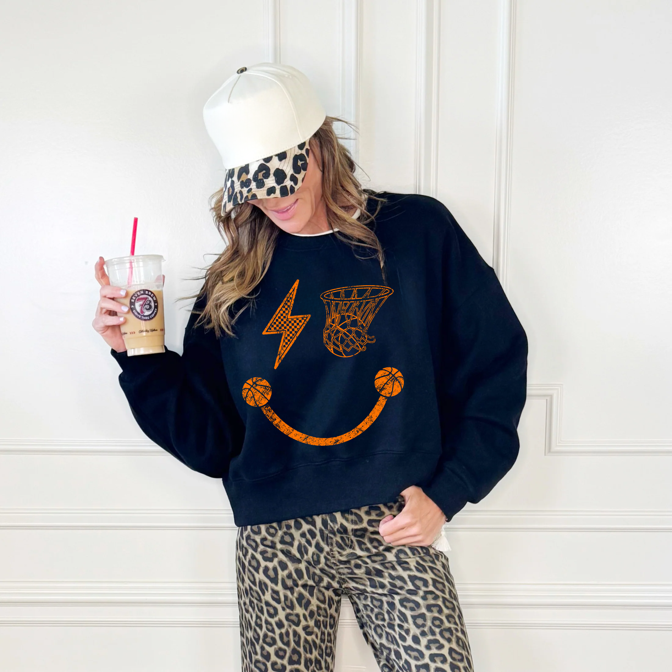 Basketball Smiley Cropped Sweatshirt